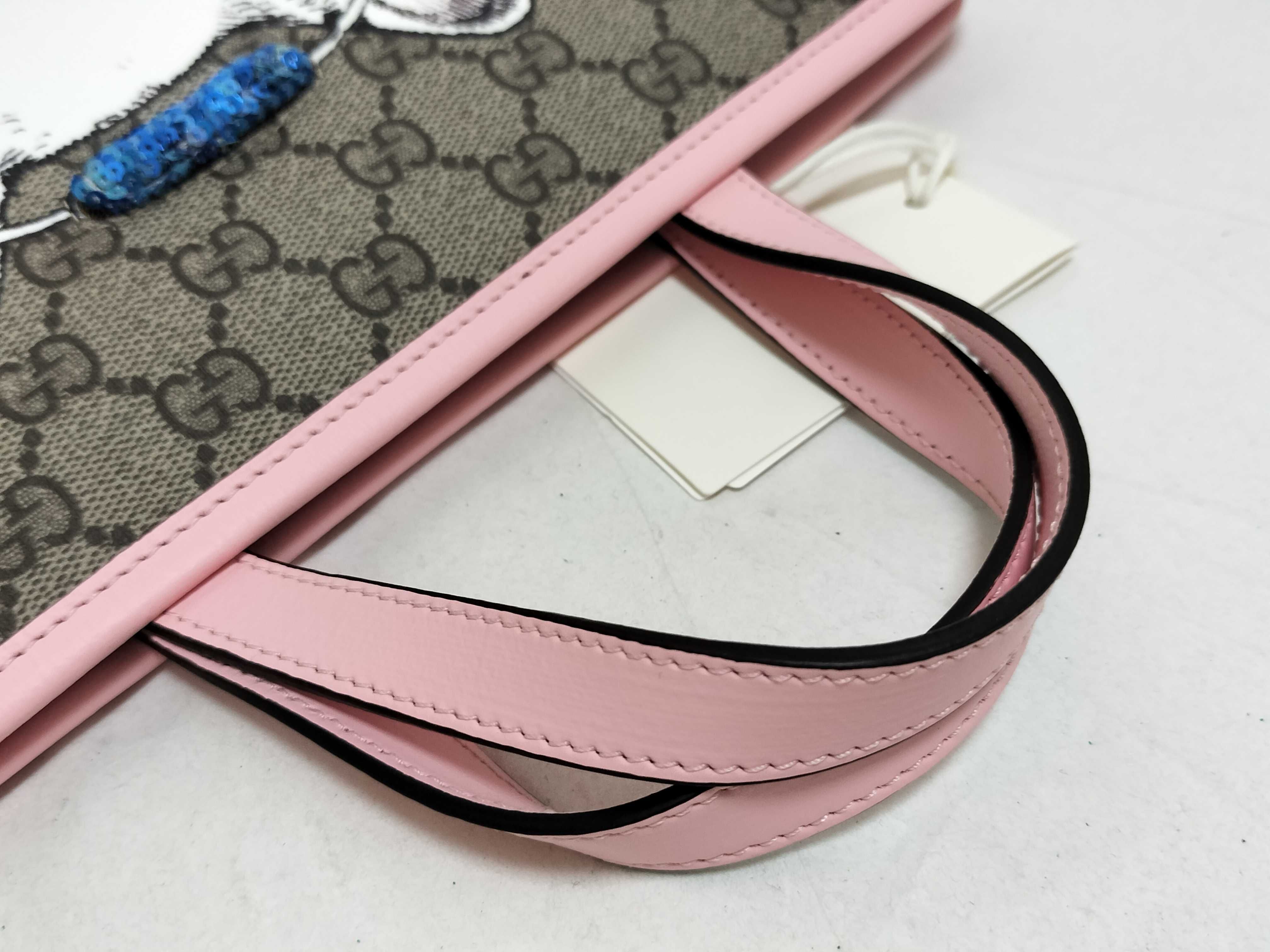 GG Supreme Gucci x Higuchi Yuko Children's Canvas x Patent Leather Tote Bag Pink 605614 Tote Bag — view 3