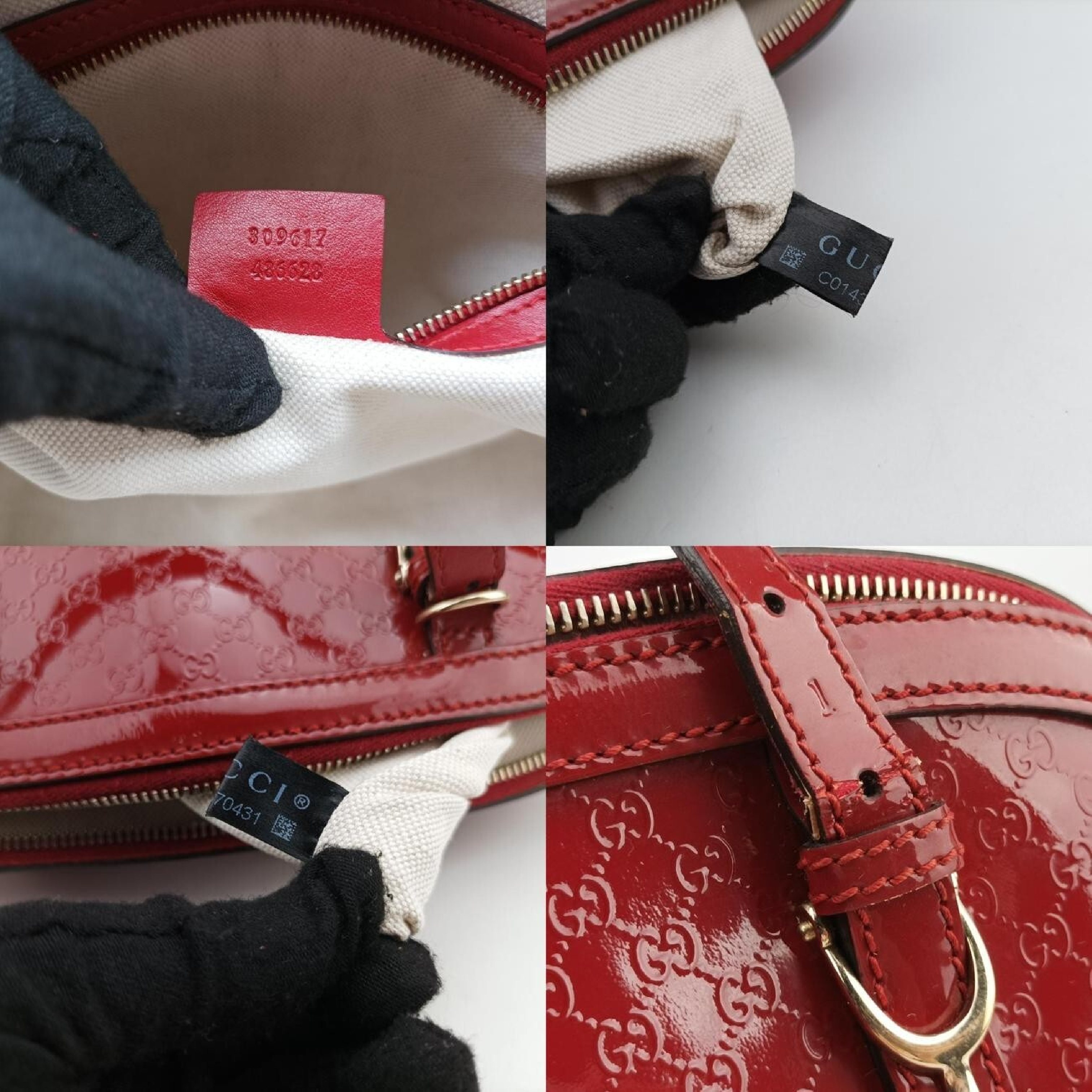 Microguccissima Red Patent Leather Handbag 309617 C014370431 — view 8