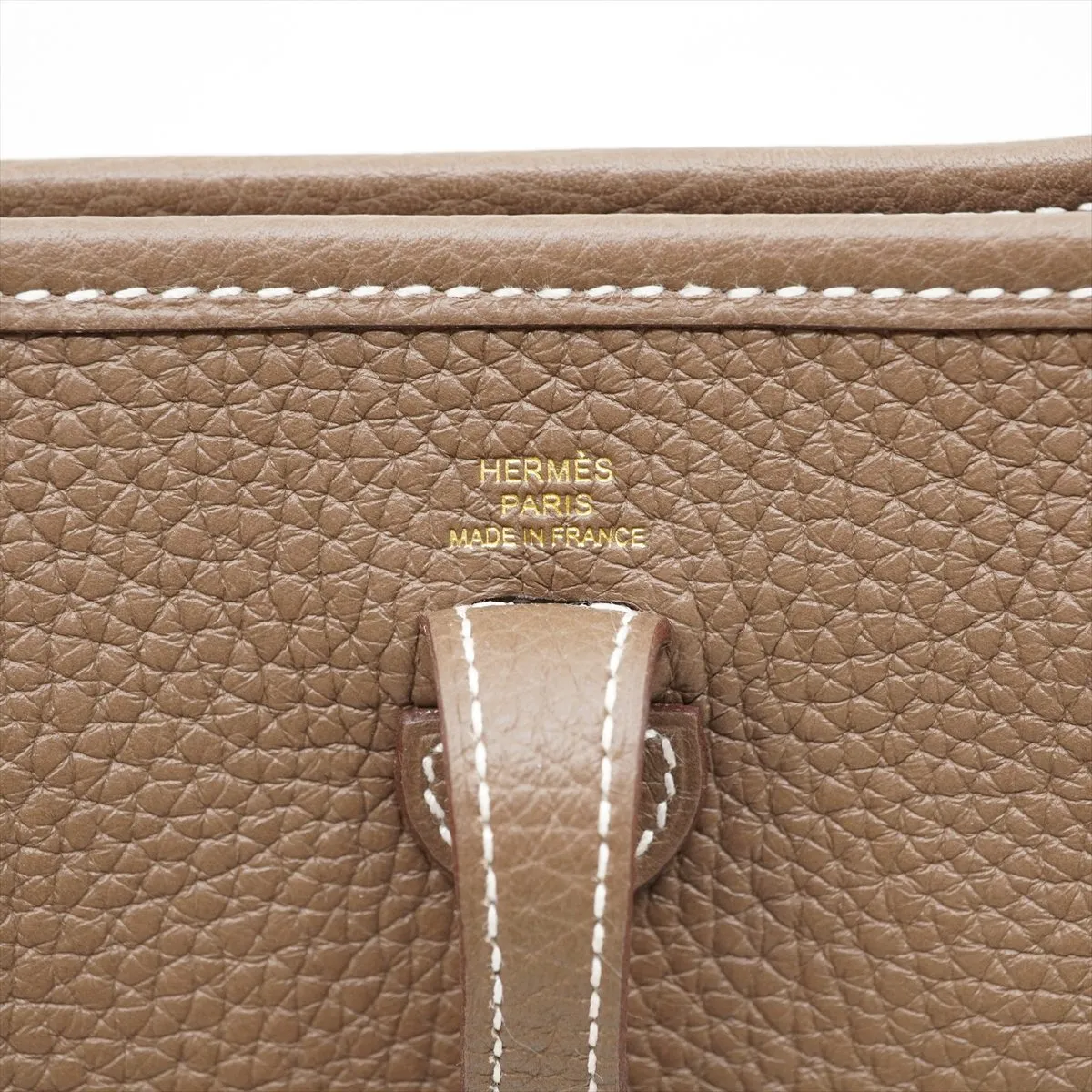 Evelyne 1 TPM Taurillon Clemence Shoulder Bag, Etoupe, Gold Hardware, Z: 2021, Dust bag included. — view 8