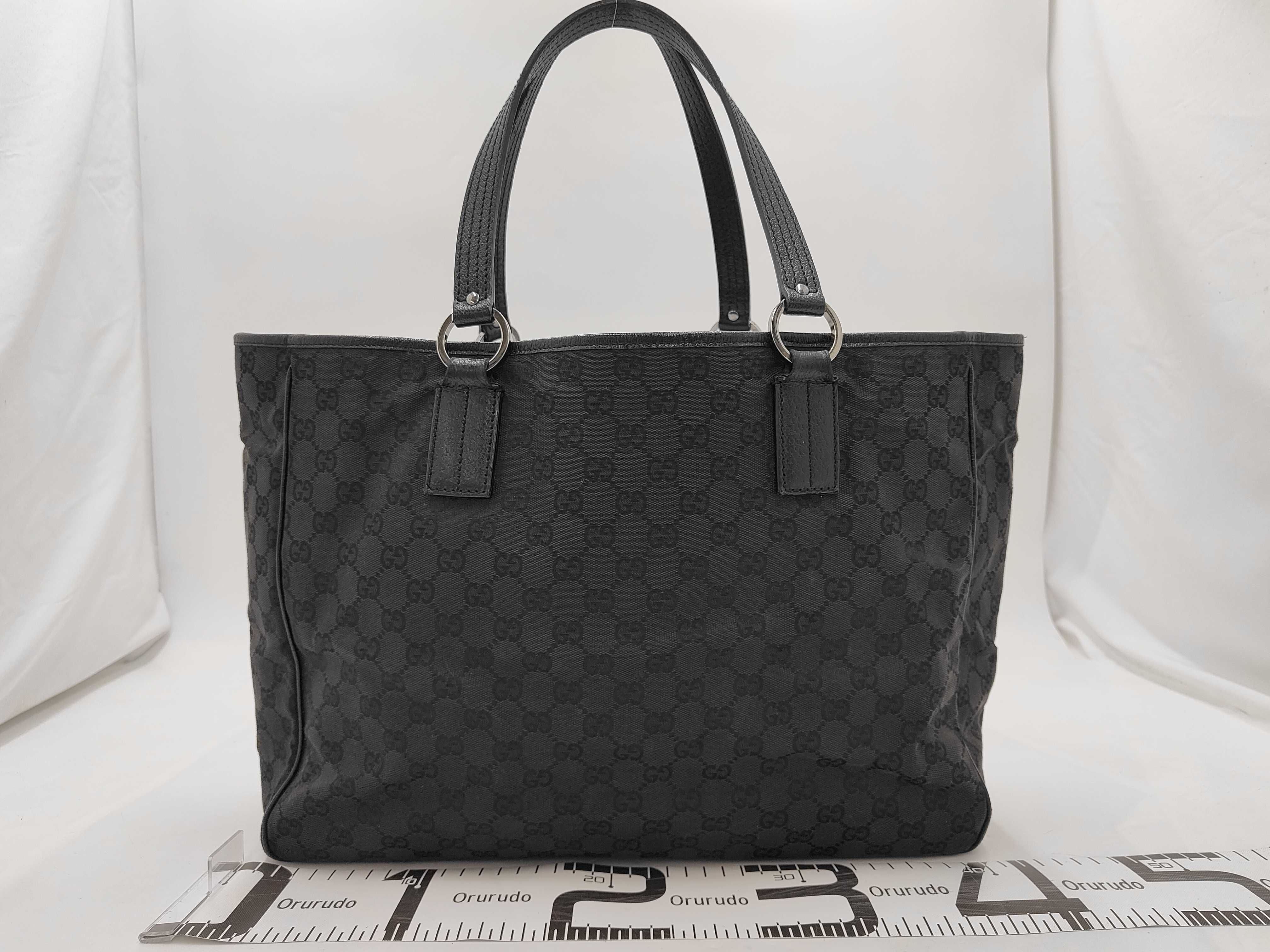GG Canvas Tote Bag, Gucci Tote Bag, GG Canvas Leather Logo Ring, Black Tote Bag — view 2