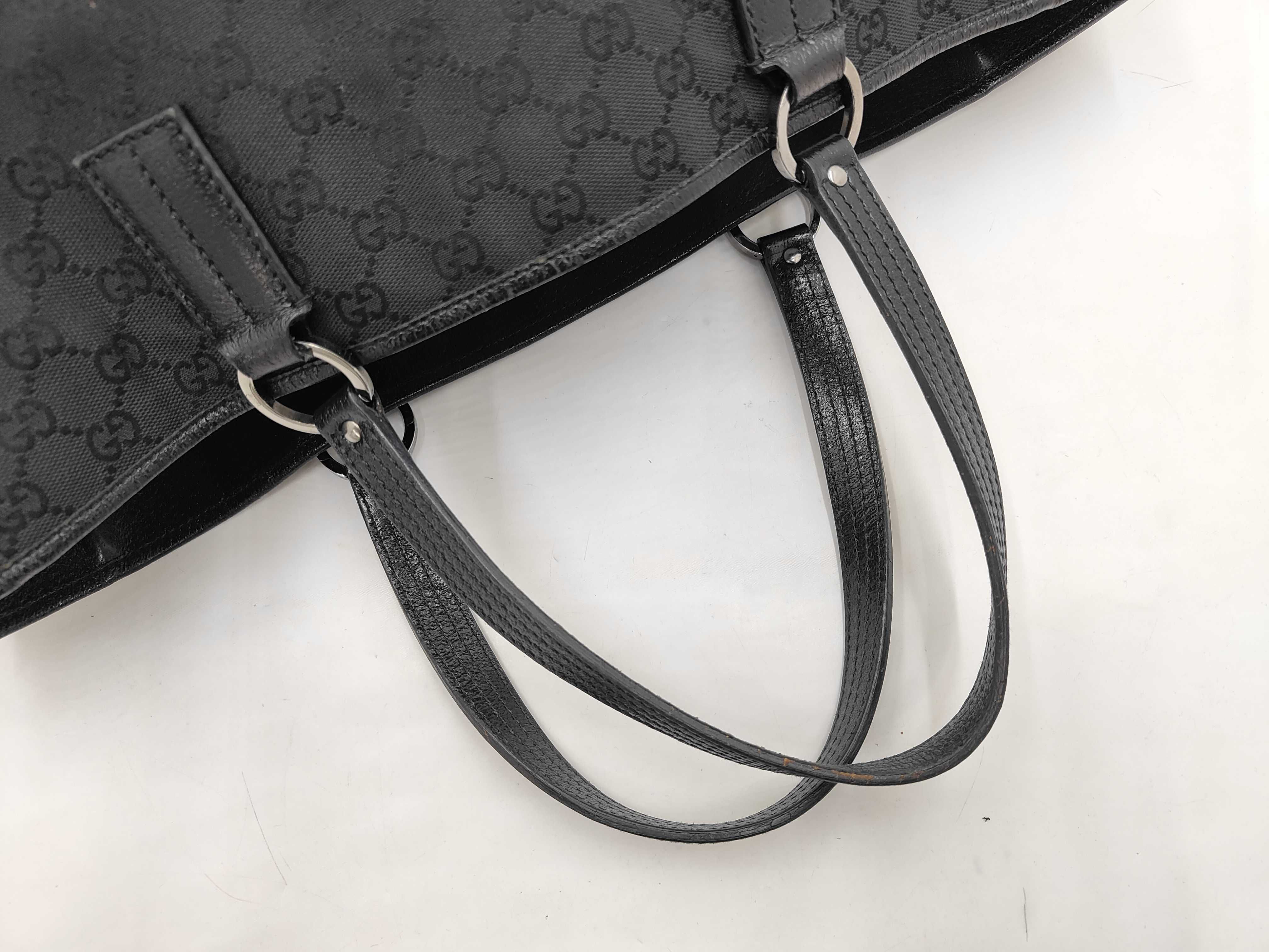 GG Canvas Tote Bag, Gucci Tote Bag, GG Canvas Leather Logo Ring, Black Tote Bag — view 3