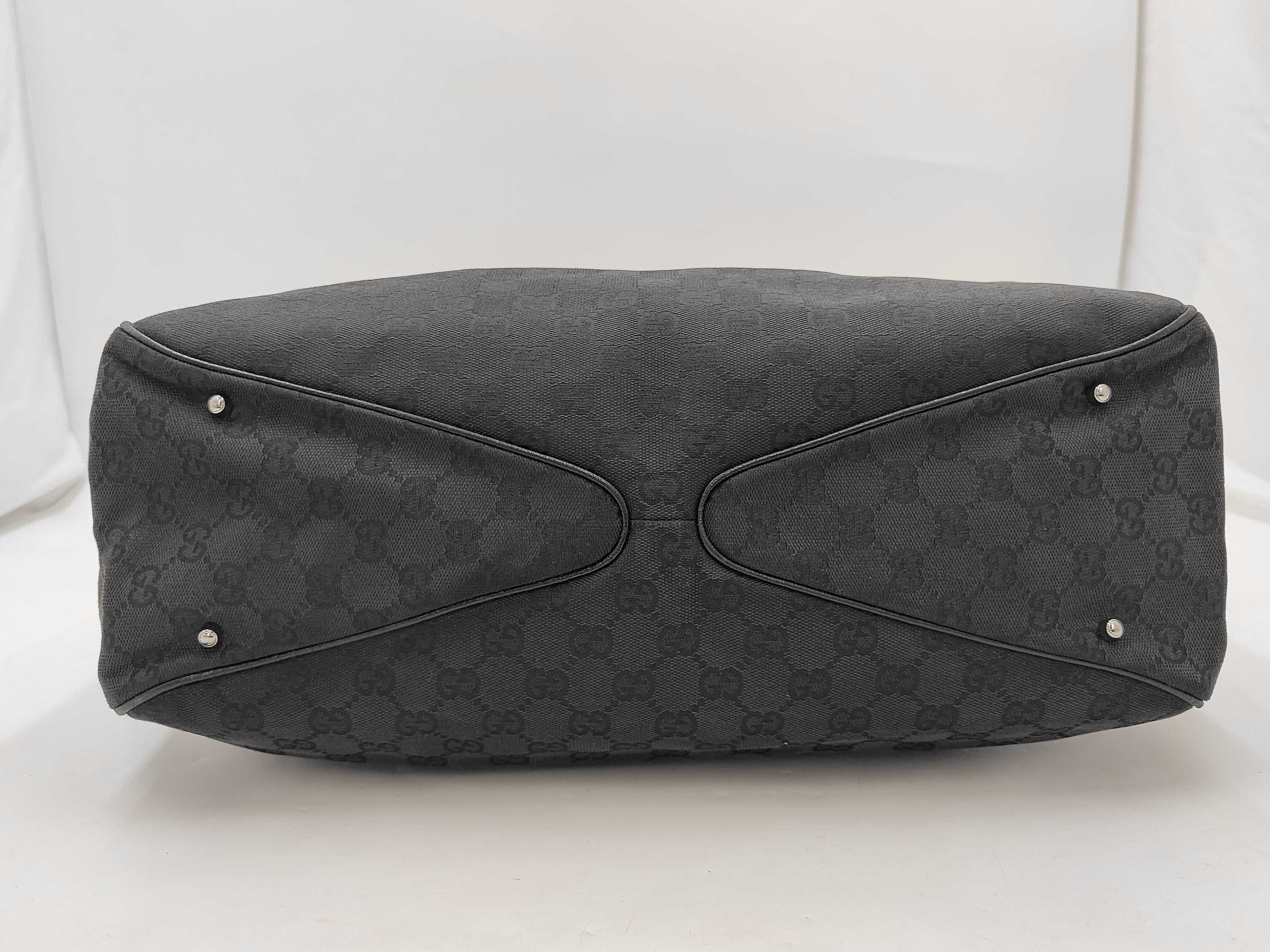 GG Canvas Tote Bag, Gucci Tote Bag, GG Canvas Leather Logo Ring, Black Tote Bag — view 5