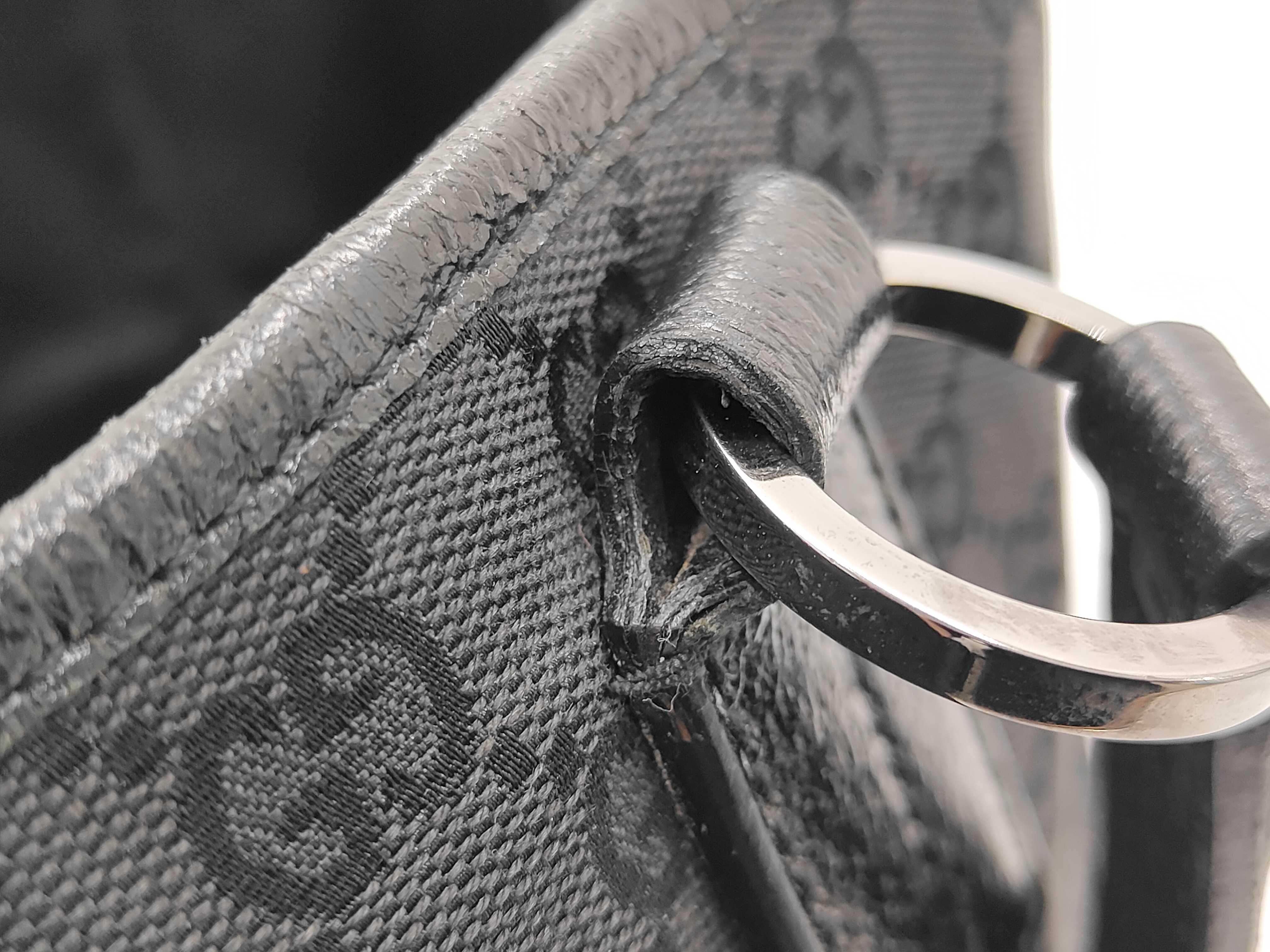 GG Canvas Tote Bag, Gucci Tote Bag, GG Canvas Leather Logo Ring, Black Tote Bag — view 7