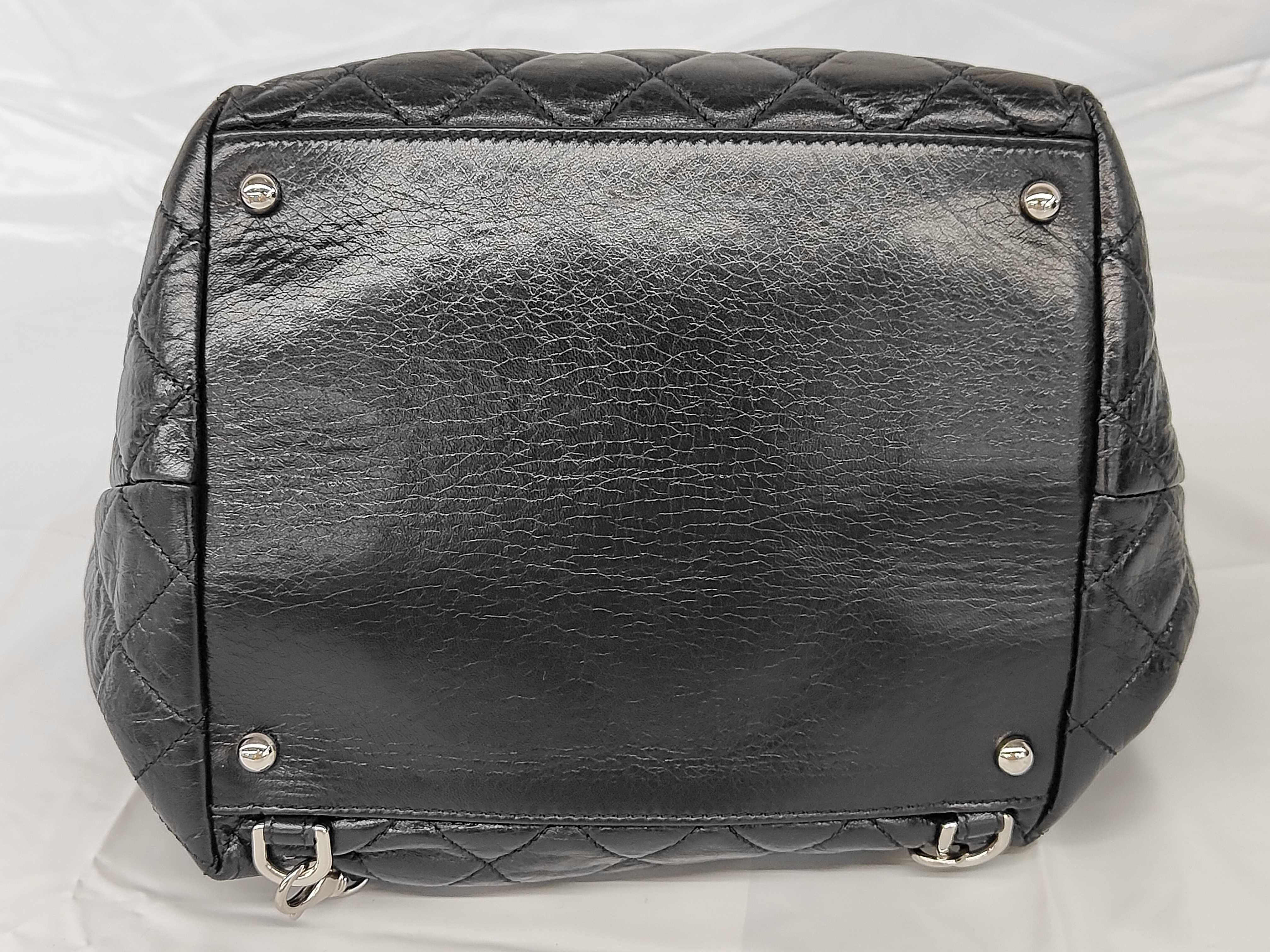 Leather Matelassé Backpack, Turnlock Closure, Silver Hardware, Black, with Guarantee Card, Dust Bag, and Seal, Item Number 13610345 (Rucksack) — view 7