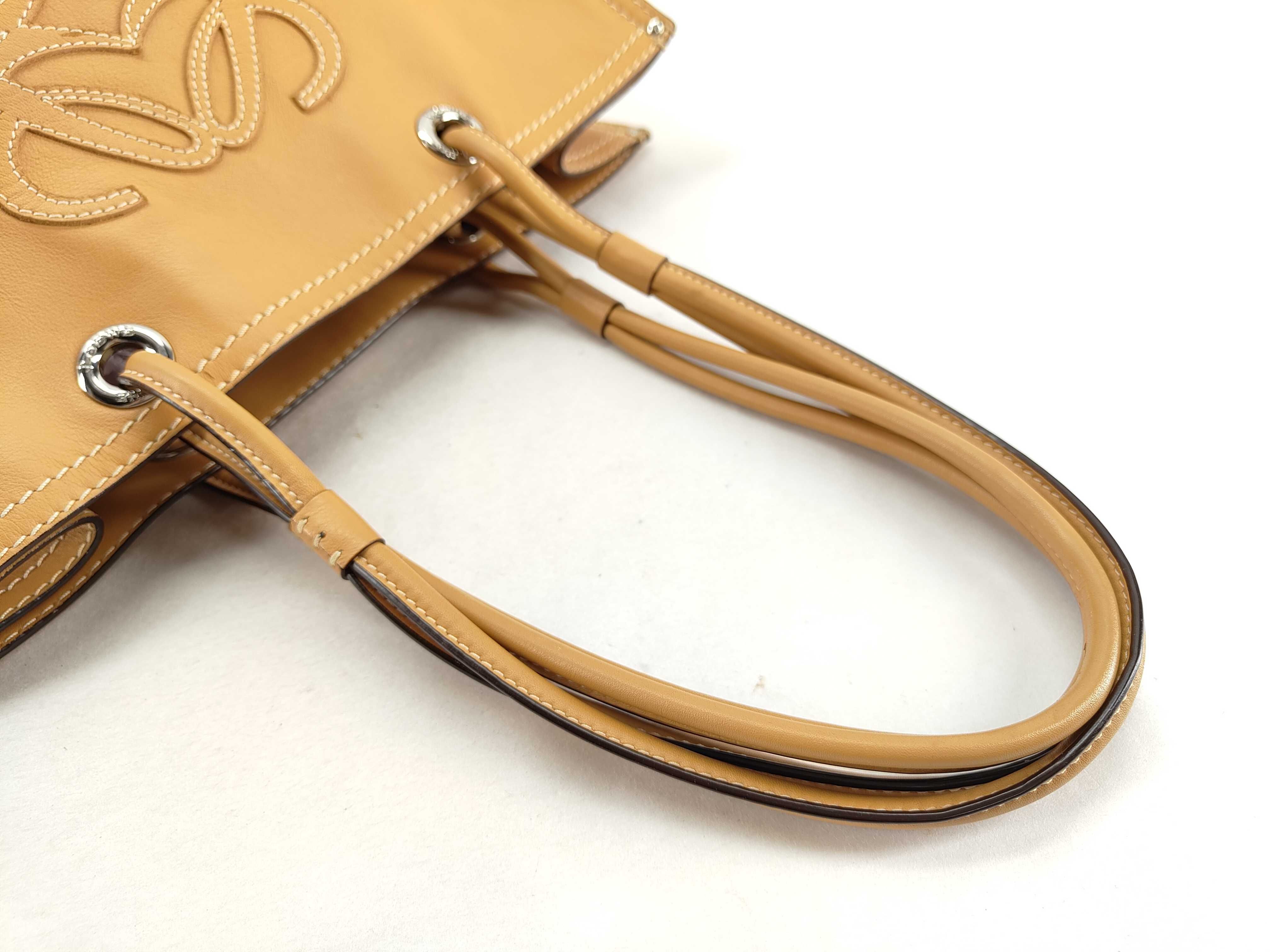 Shopper Tote Anagram Leather Tote Bag Camel Tote Bag — view 3