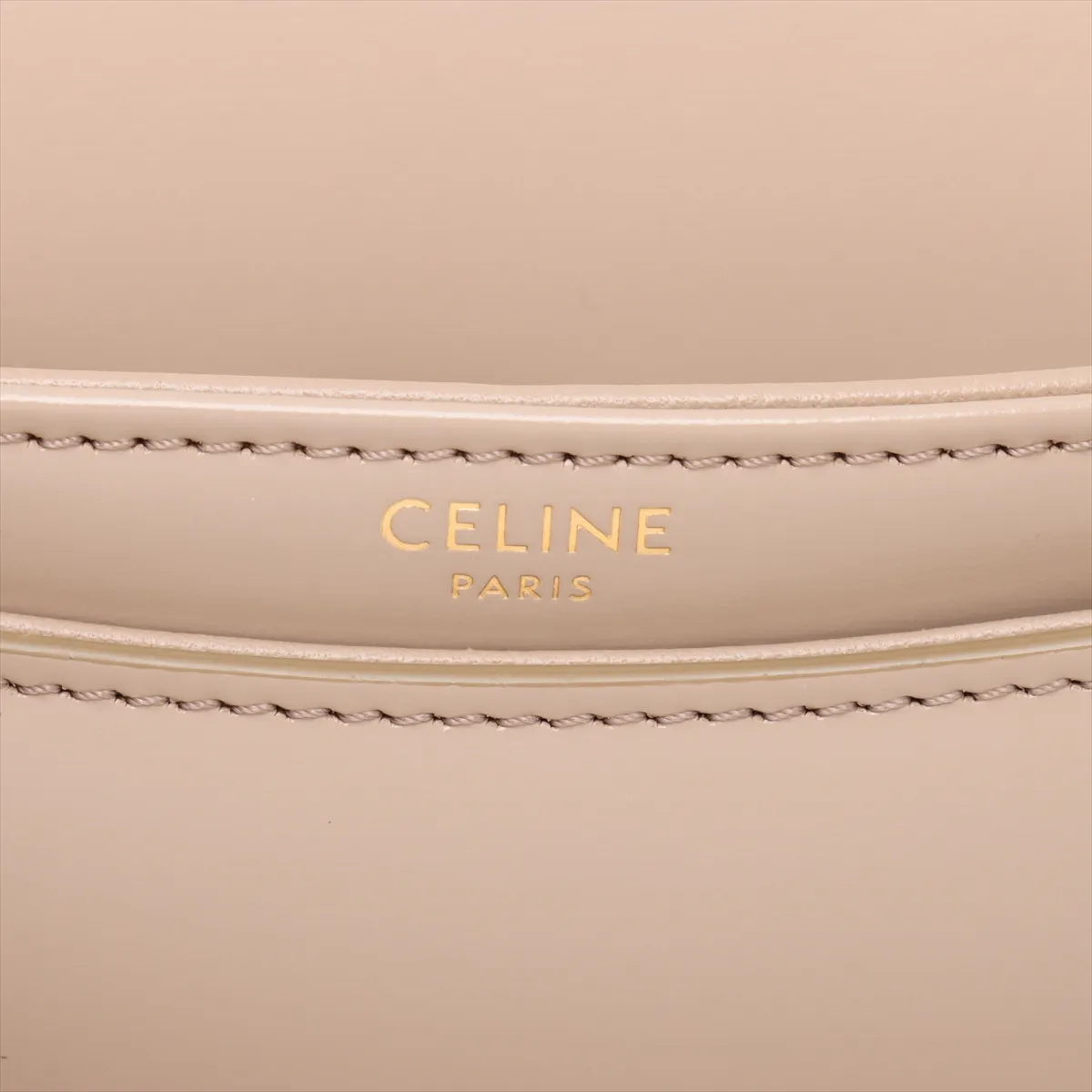 Triomphe Besace Leather Shoulder Bag, Beige — view 11