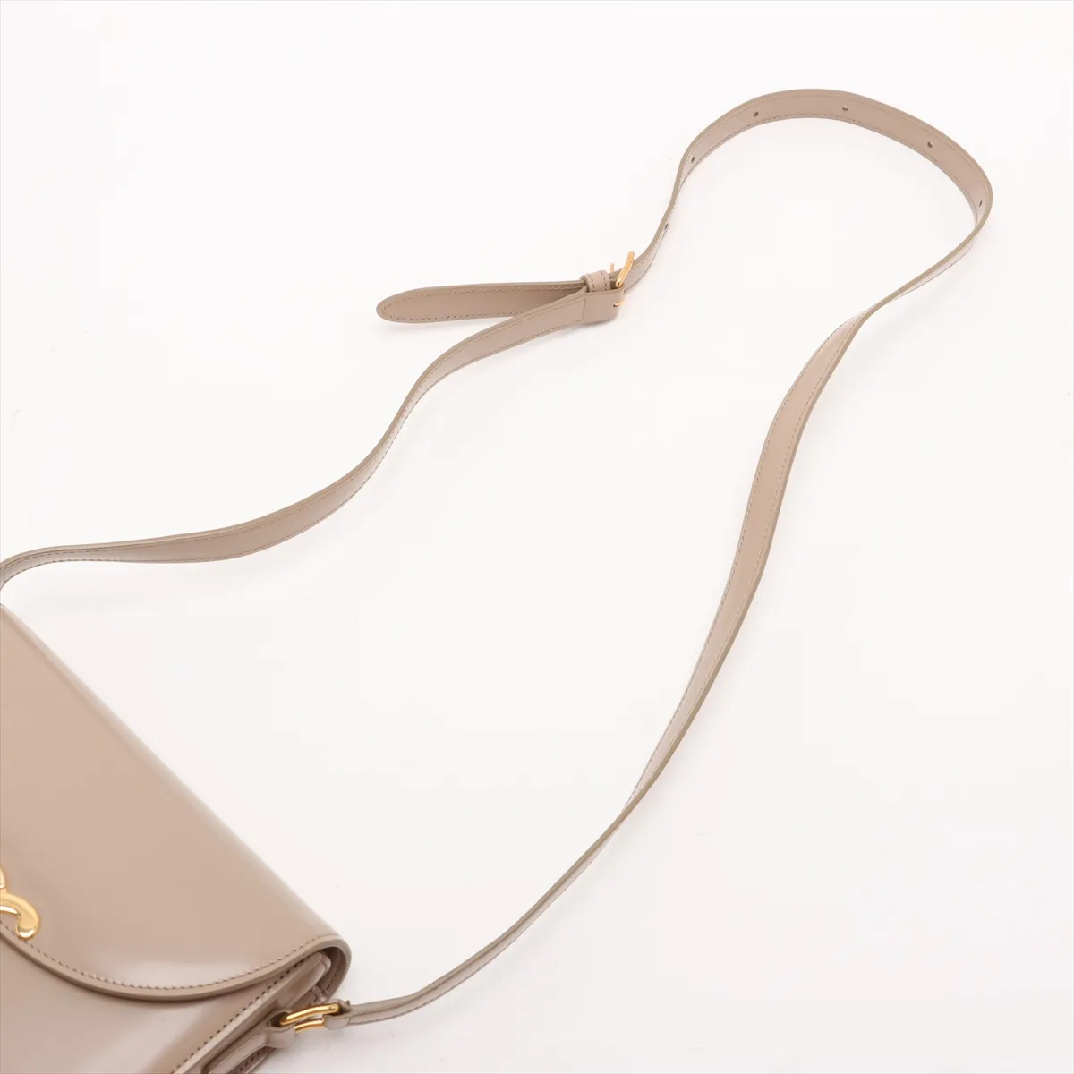 Triomphe Besace Leather Shoulder Bag, Beige — view 5