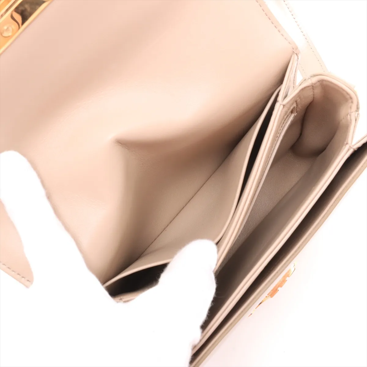 Triomphe Besace Leather Shoulder Bag, Beige — view 10