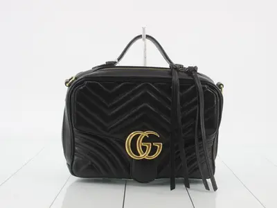 GG Marmont Leather 2-Way Handbag, Black