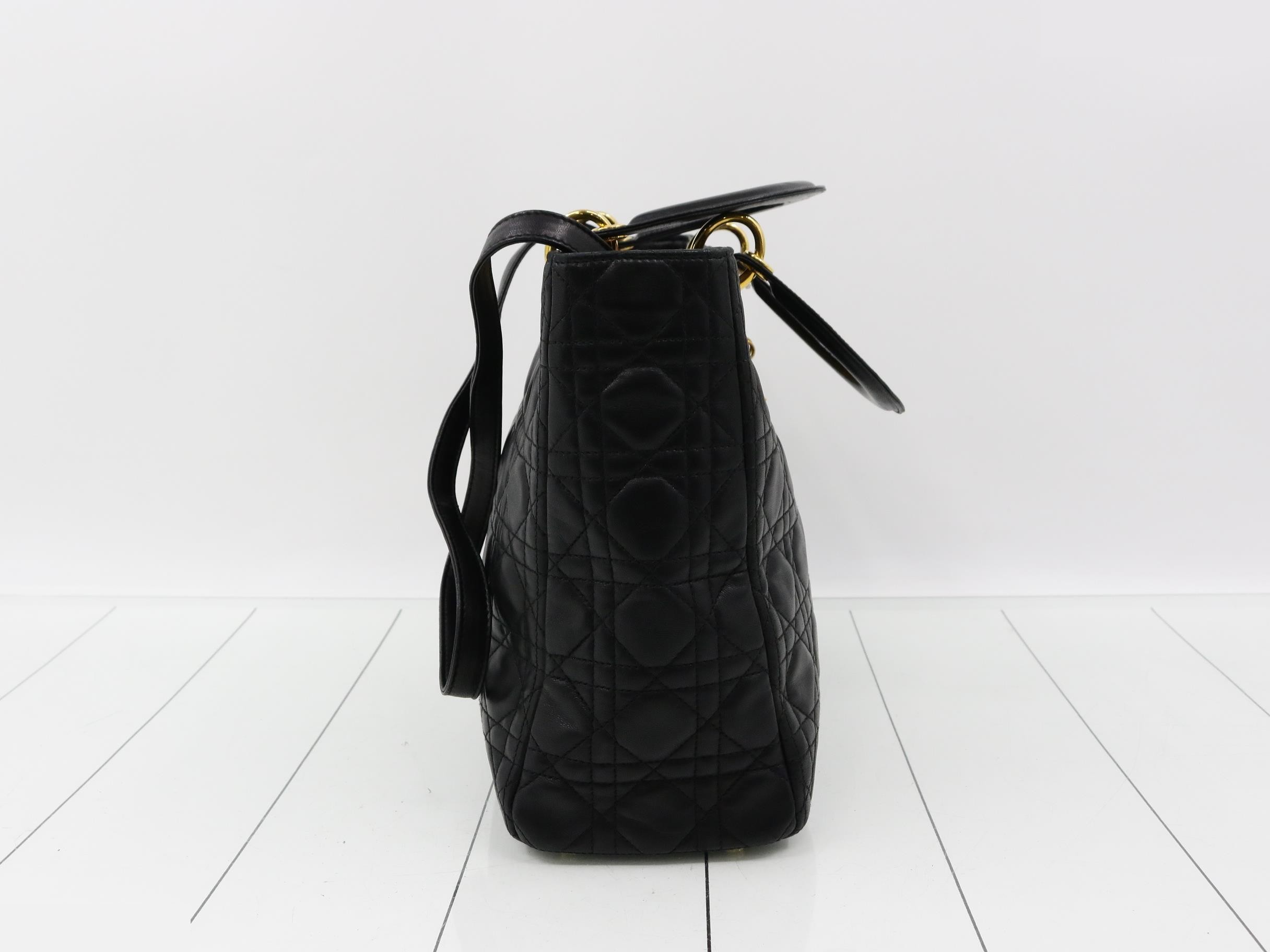 Lady Dior Large Lambskin Black 2-Way Handbag with Gold Hardware and Strap — view 4