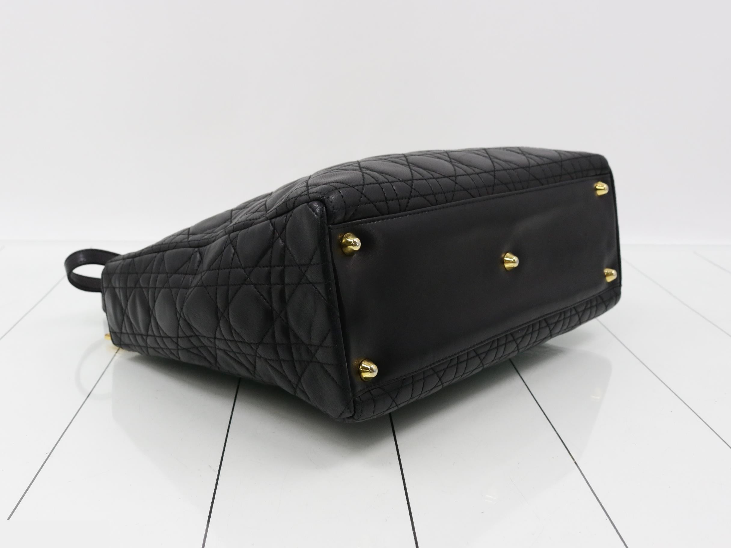 Lady Dior Large Lambskin Black 2-Way Handbag with Gold Hardware and Strap — view 5