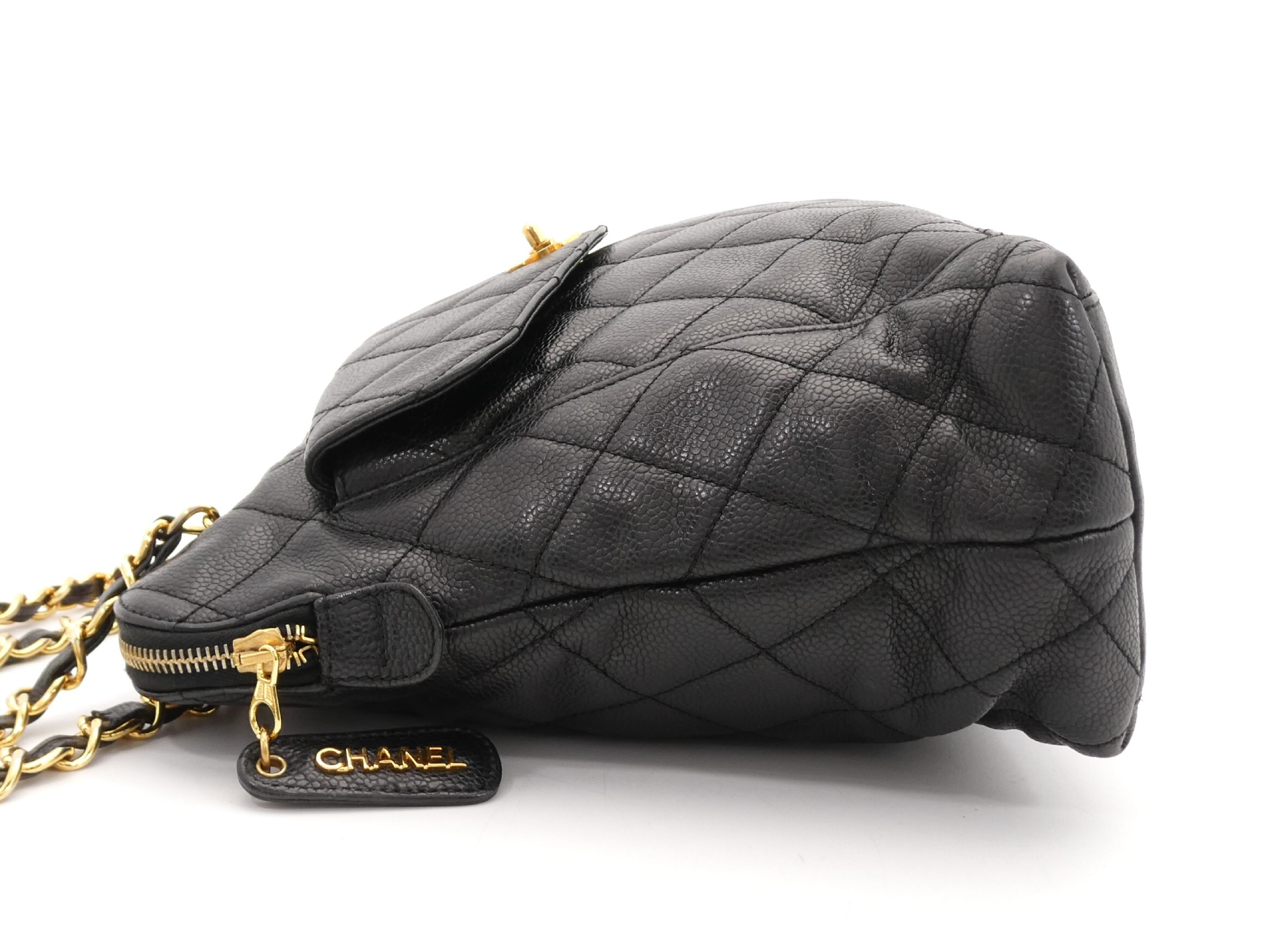 Matelassé Caviar Skin Coco Mark Turnlock Chain Shoulder Bag — view 3