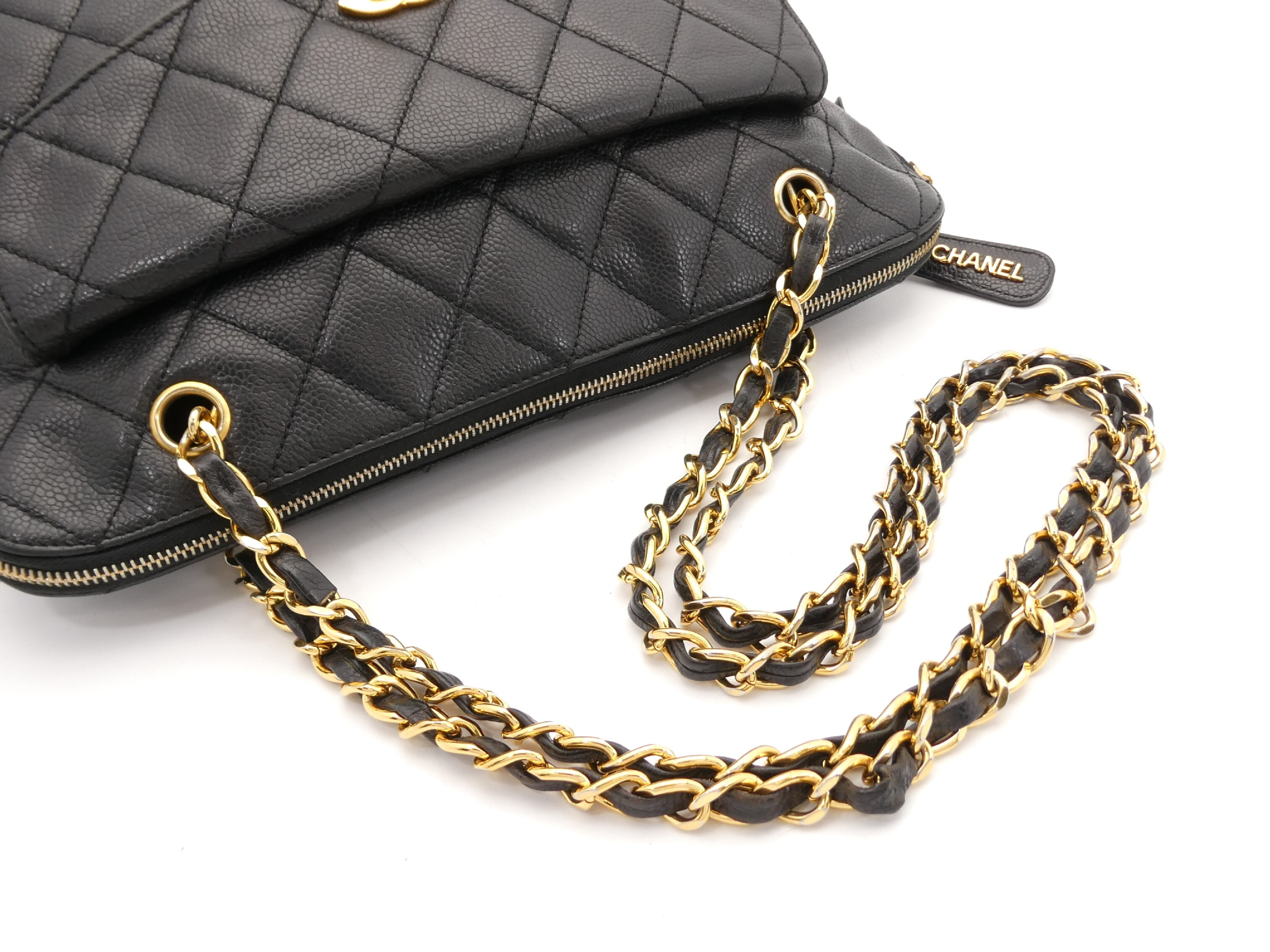 Matelassé Caviar Skin Coco Mark Turnlock Chain Shoulder Bag — view 6