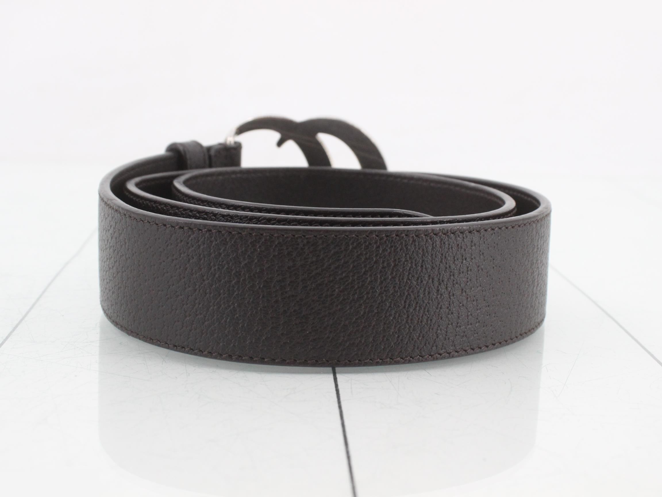 Belt, brown leather, silver, GG Marmont, 406831 — view 2