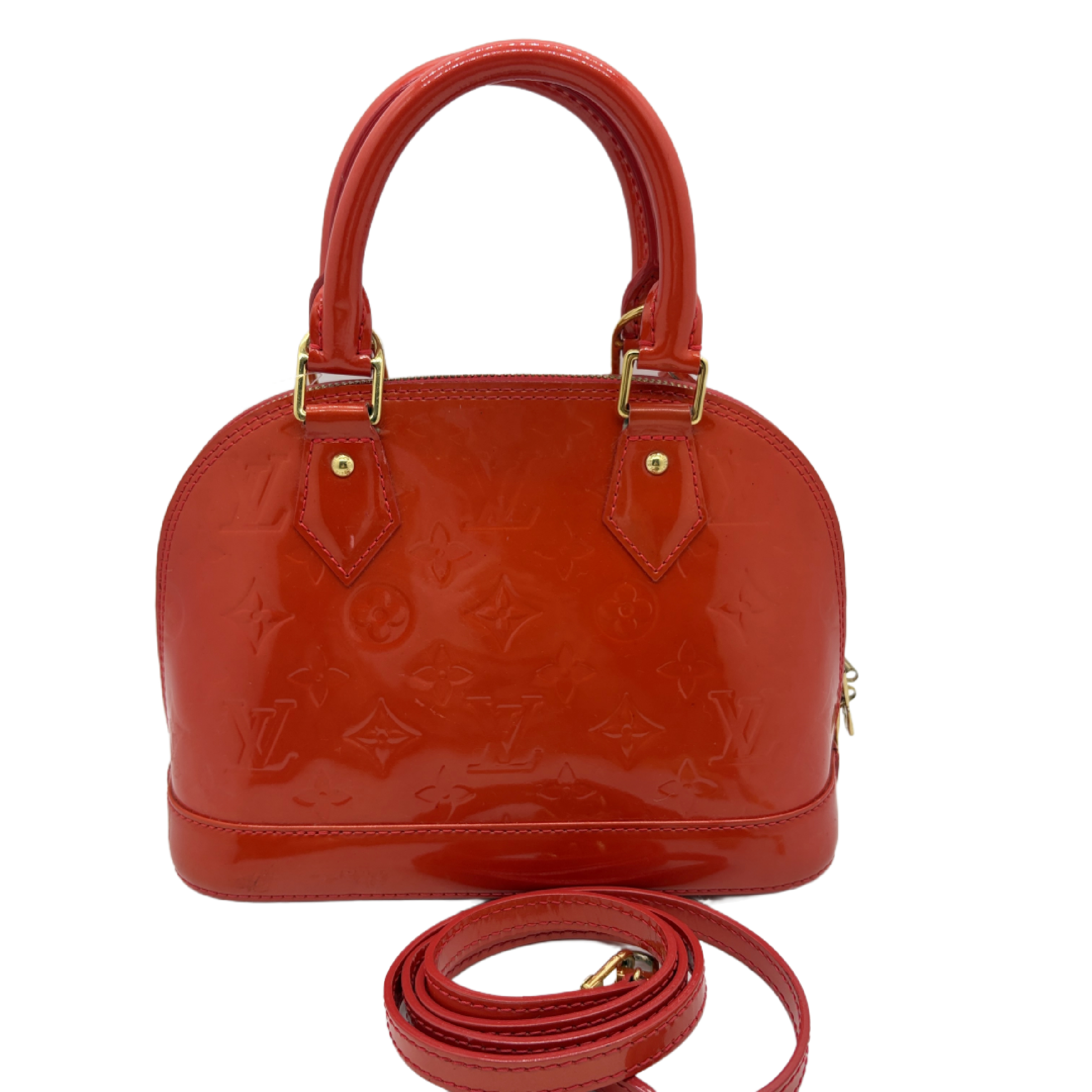 Alma BB Monogram Vernis Red 2-Way Handbag — view 2