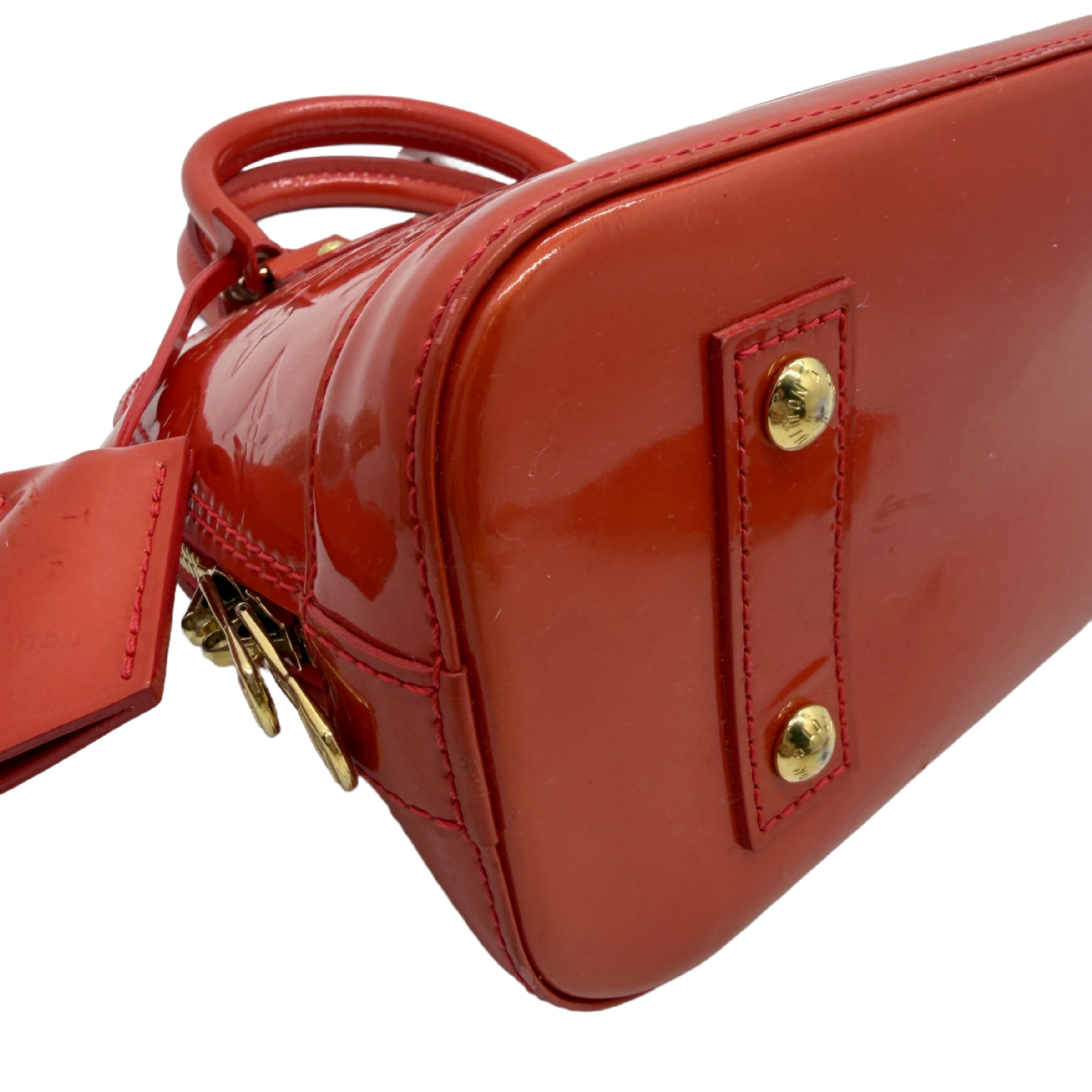 Alma BB Monogram Vernis Red 2-Way Handbag — view 4
