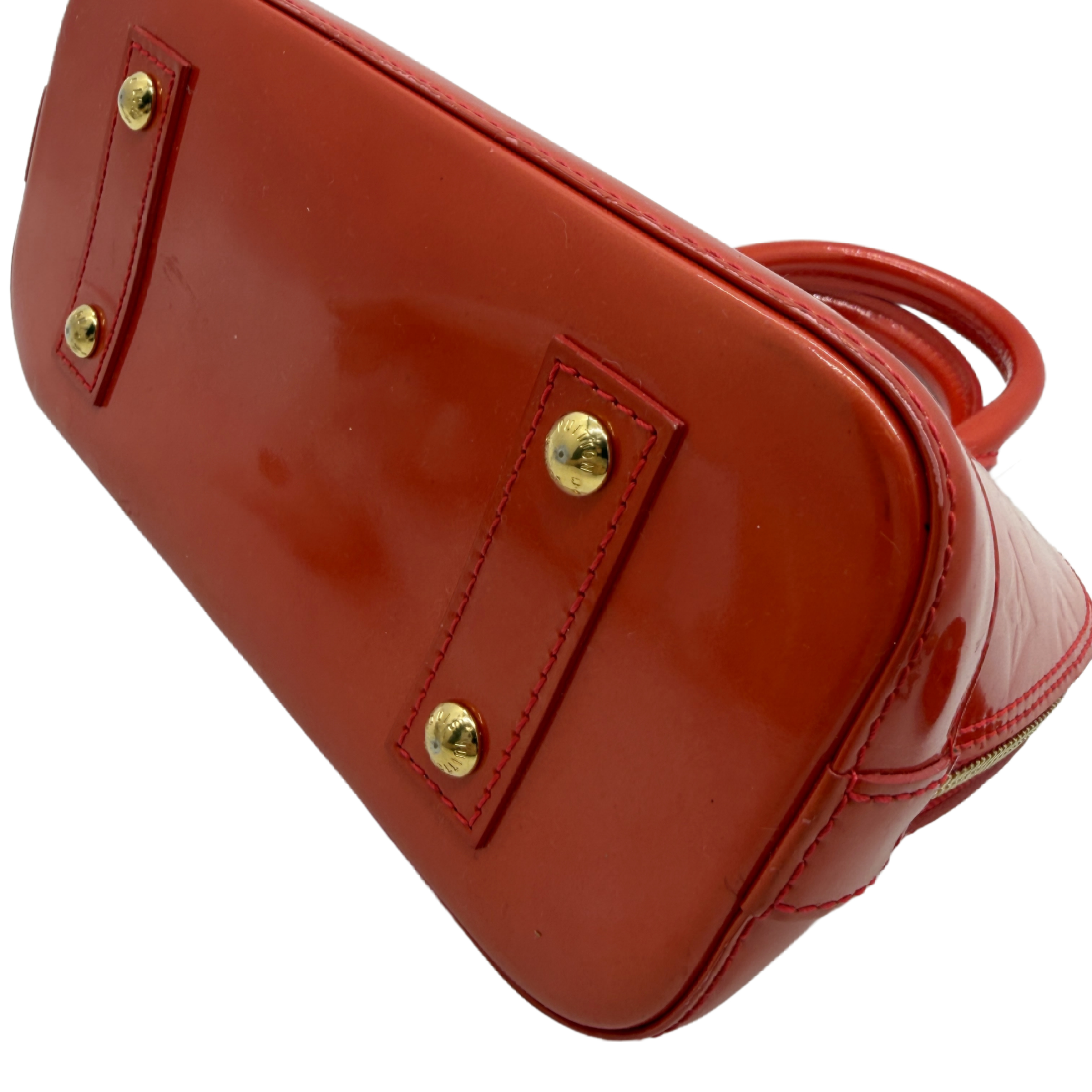 Alma BB Monogram Vernis Red 2-Way Handbag — view 6