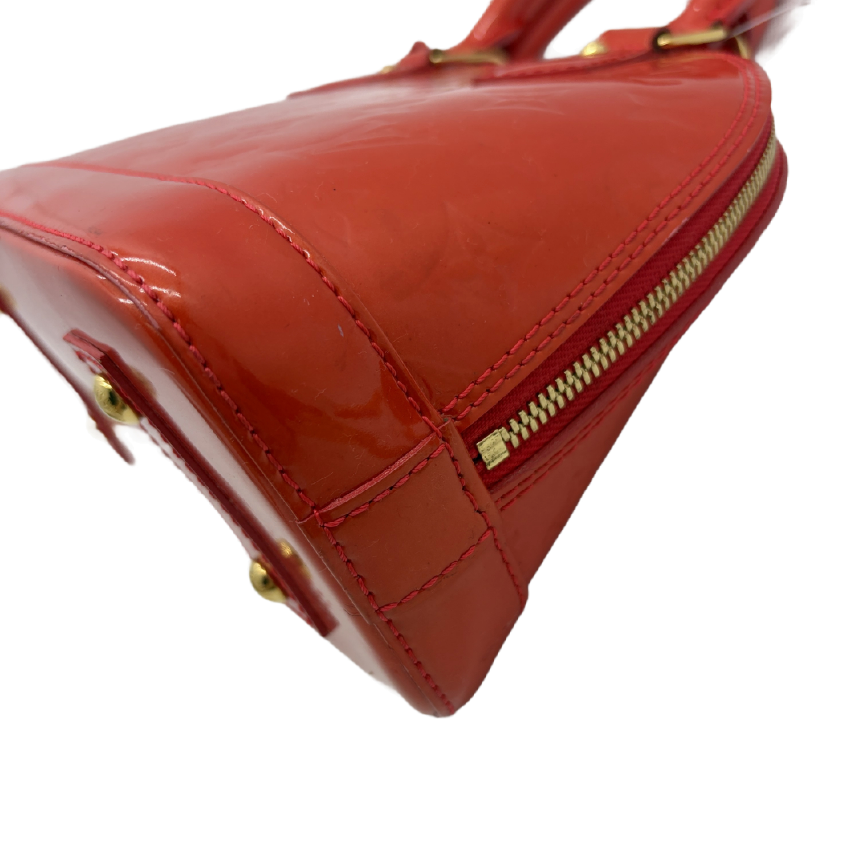 Alma BB Monogram Vernis Red 2-Way Handbag — view 7