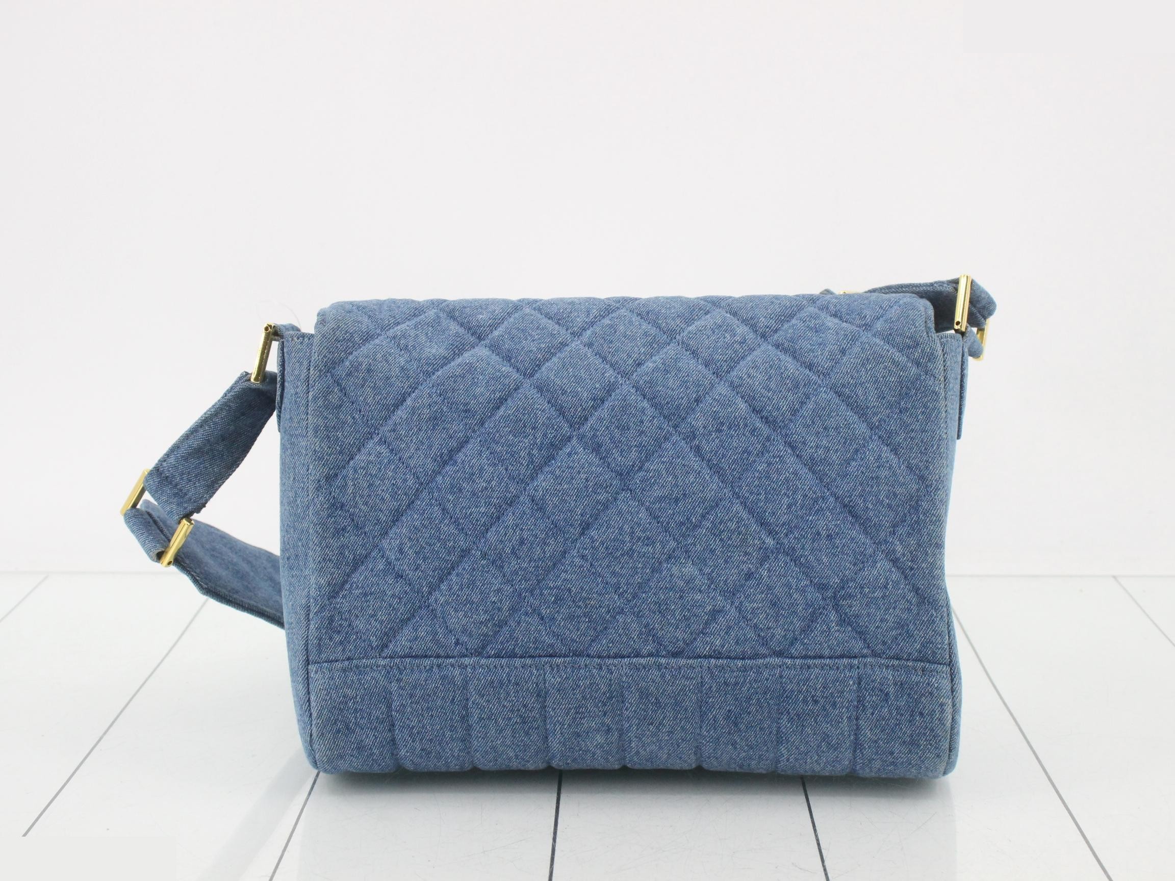 denim matelassé shoulder bag — view 2