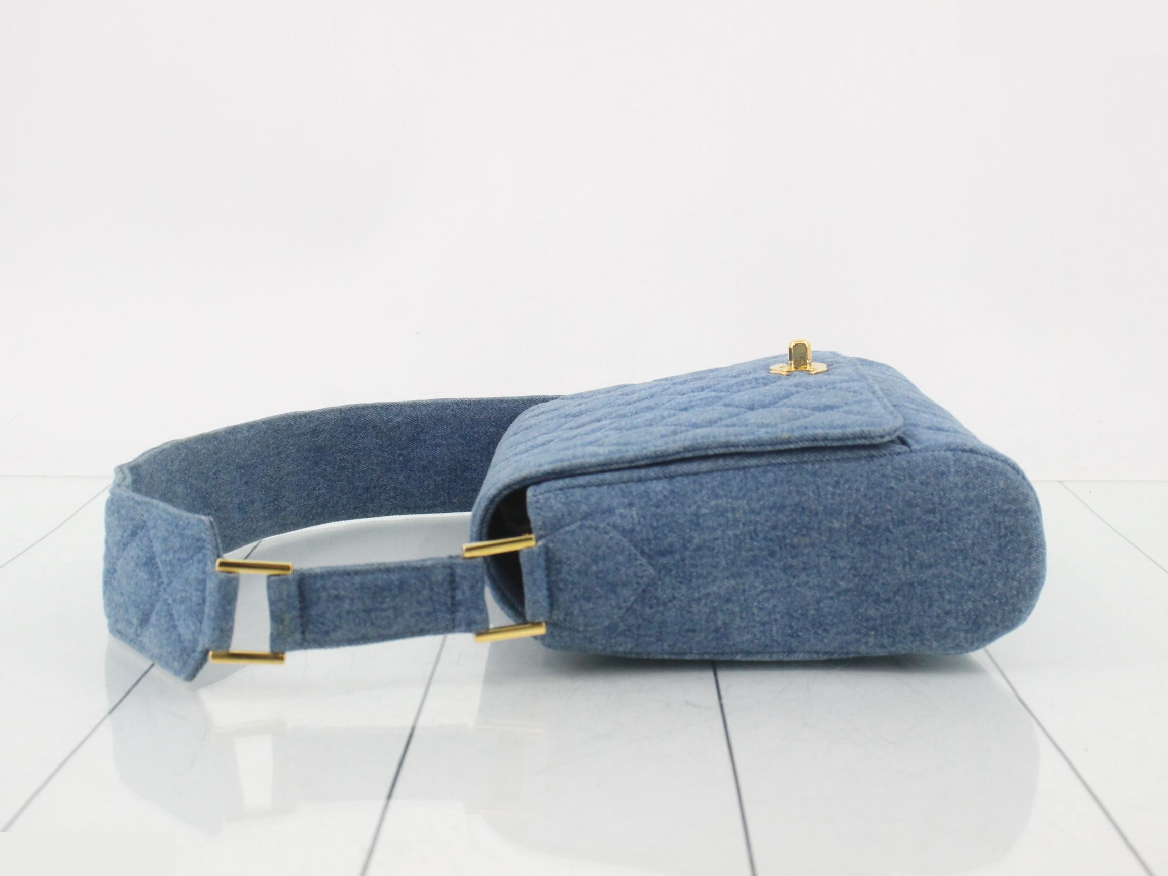 denim matelassé shoulder bag — view 4