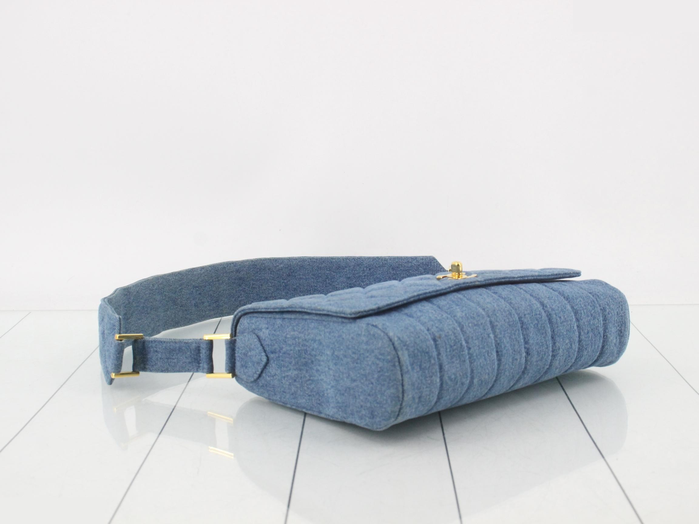 denim matelassé shoulder bag — view 5