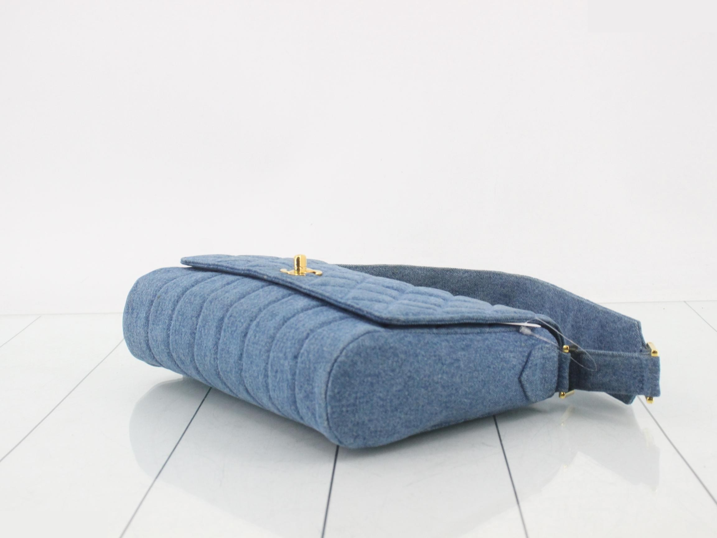 denim matelassé shoulder bag — view 6