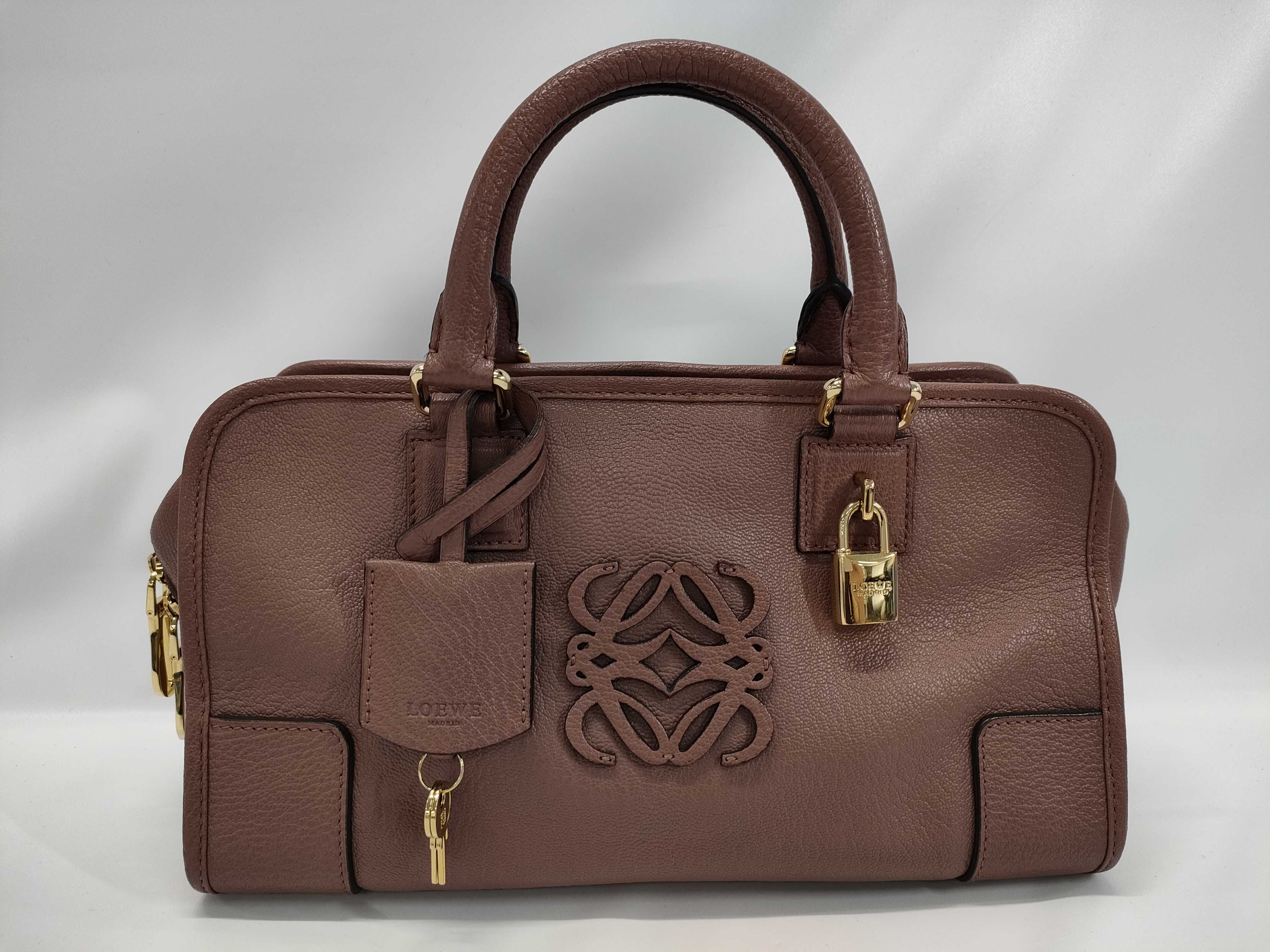 Anagram Amazona 28 Leather Handbag, Pink, with Initials