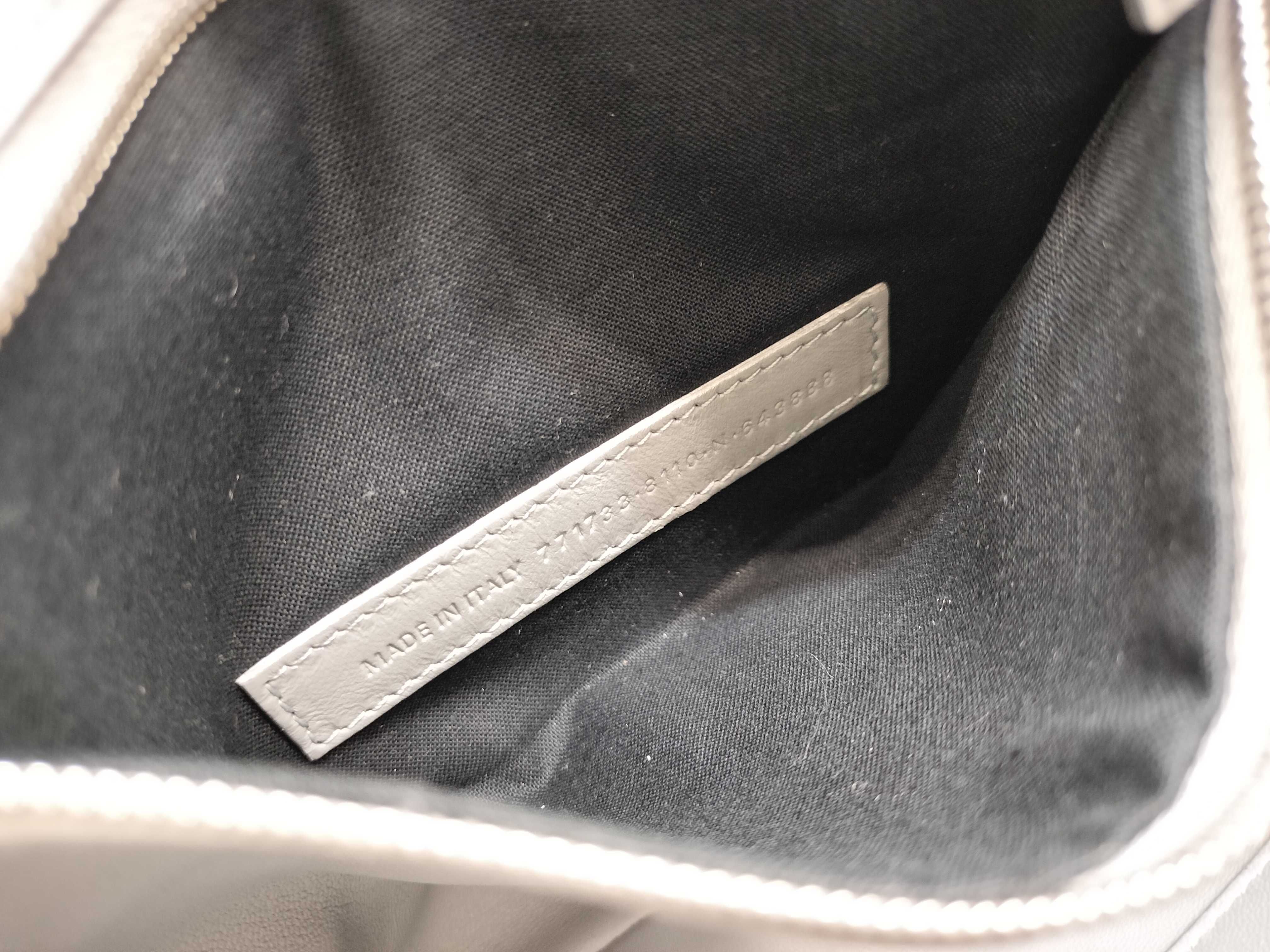Mary-Kate Embossed Logo Silver Leather Shoulder Bag — view 14