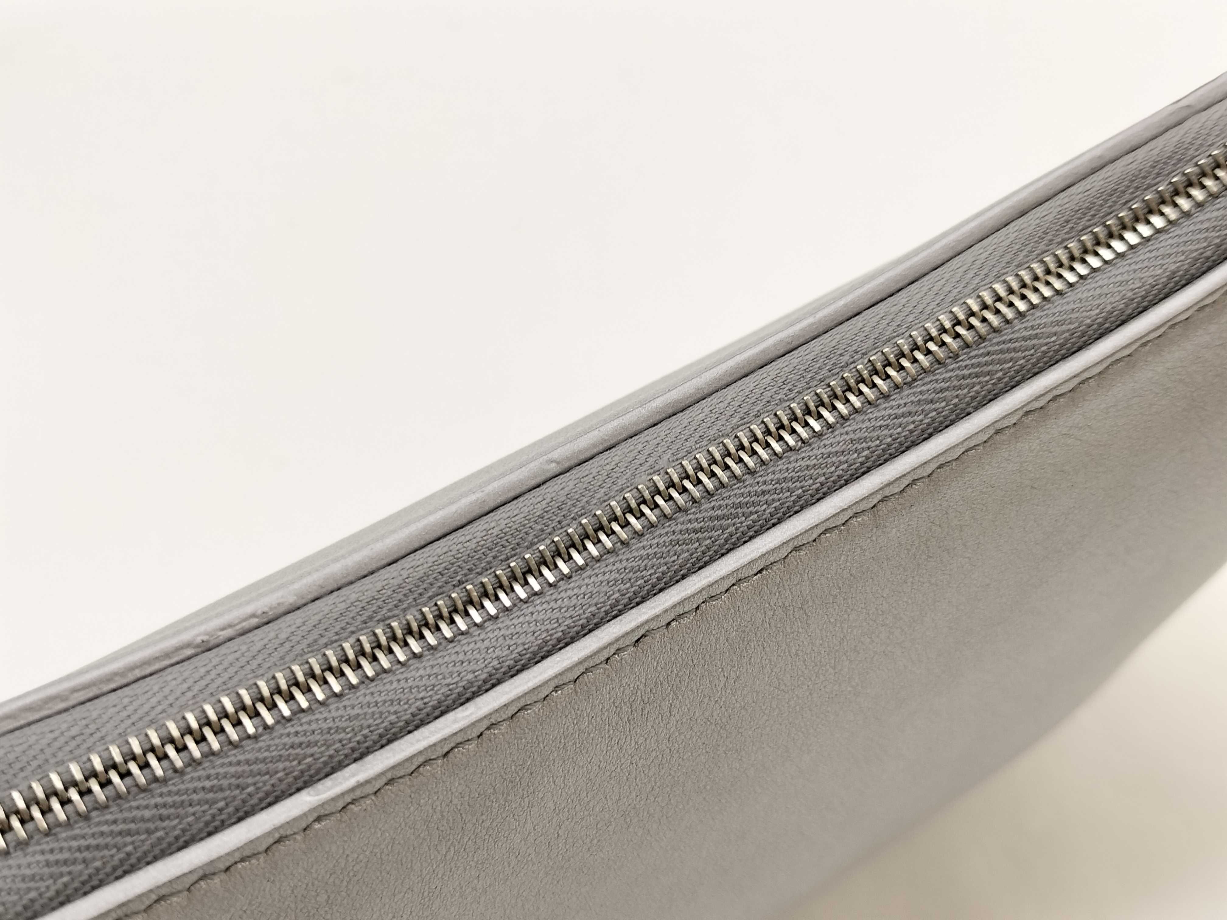 Mary-Kate Embossed Logo Silver Leather Shoulder Bag — view 9