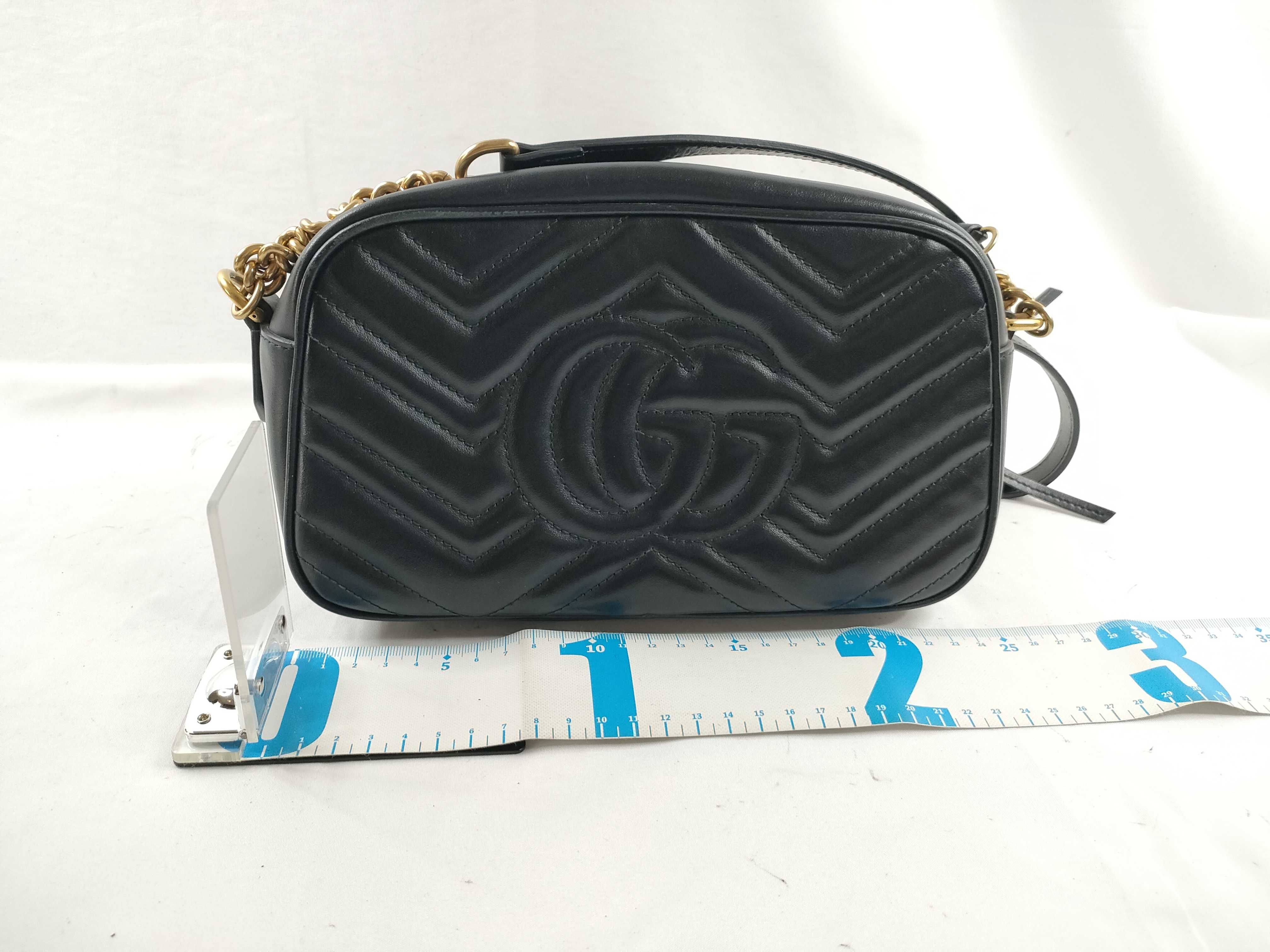 FR- GG Marmont Leather Chain Shoulder Bag Black 447632 Shoulder Bag — view 2