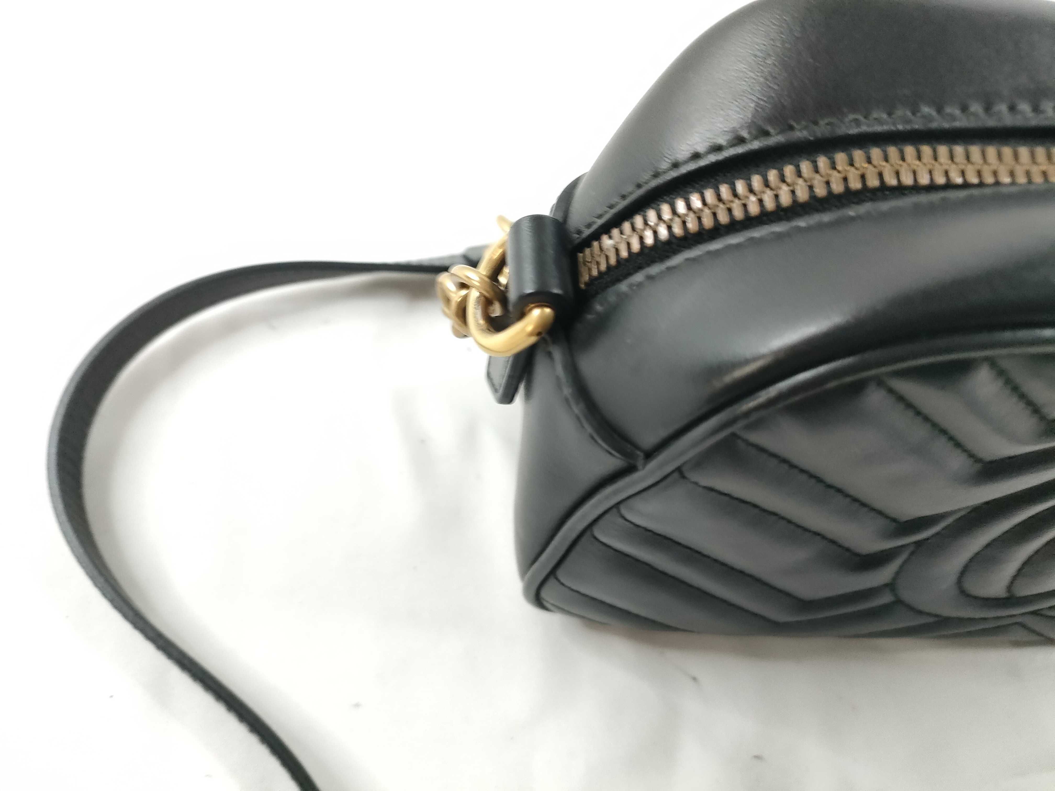 FR- GG Marmont Leather Chain Shoulder Bag Black 447632 Shoulder Bag — view 8