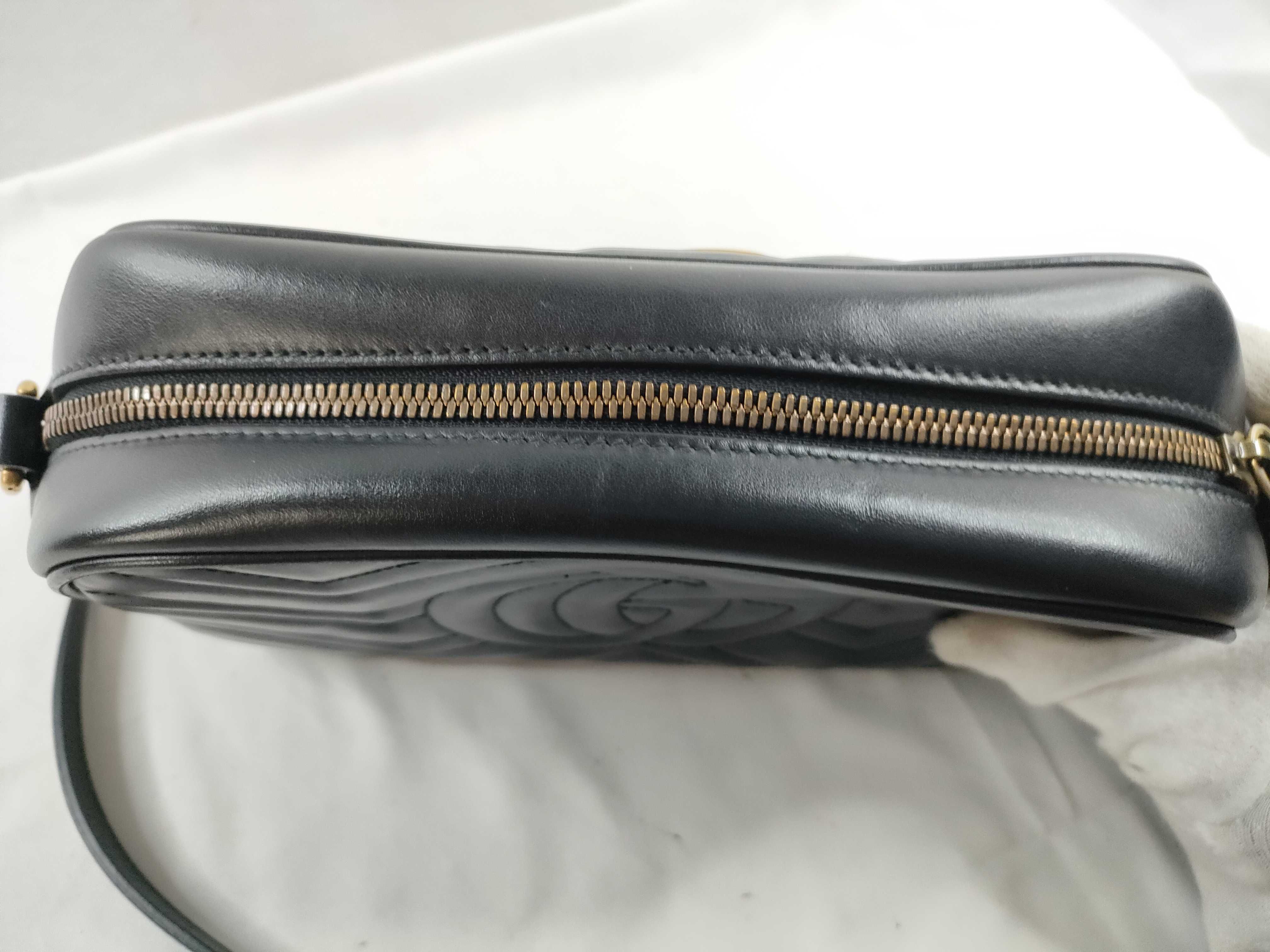 FR- GG Marmont Leather Chain Shoulder Bag Black 447632 Shoulder Bag — view 9