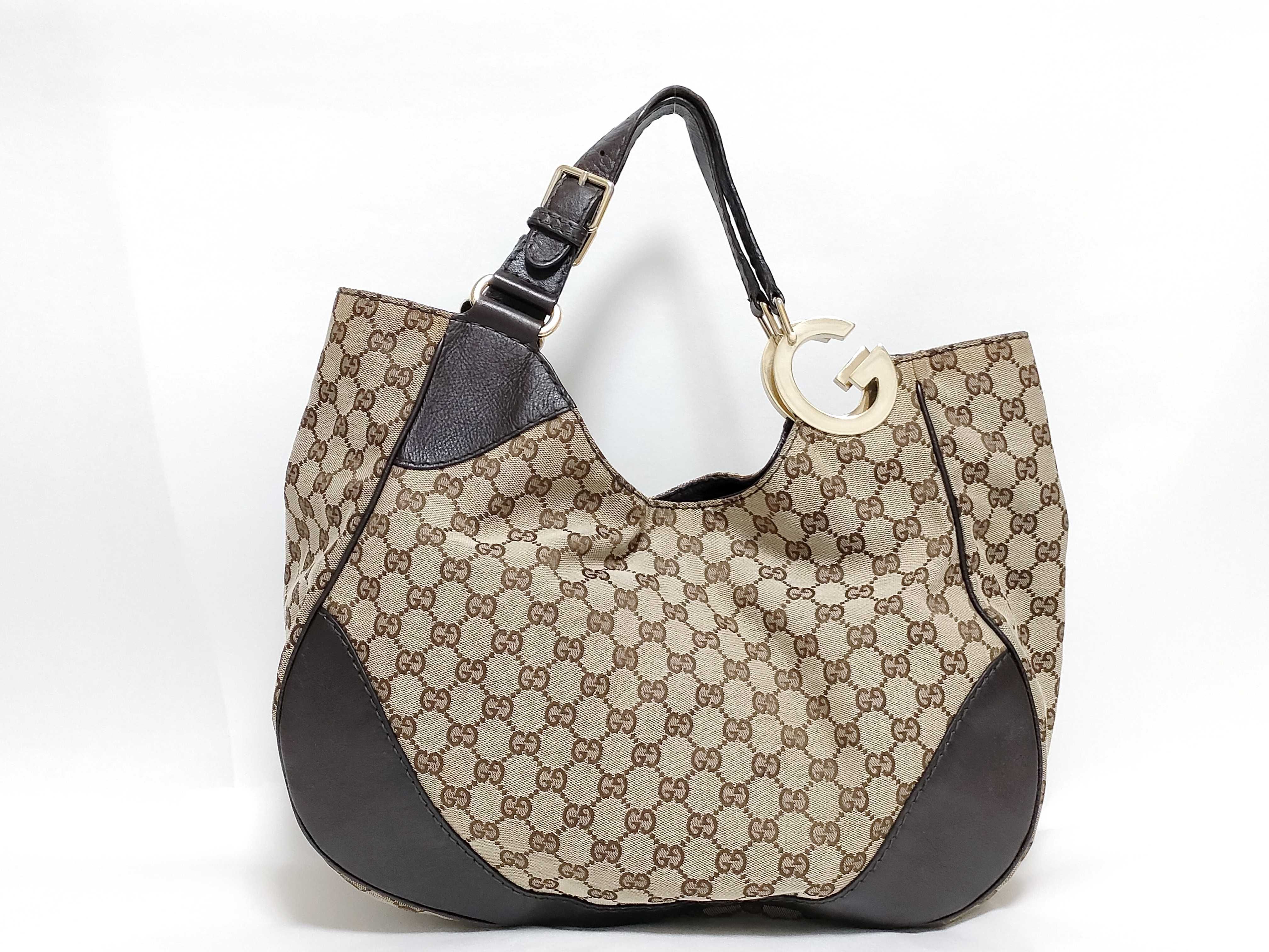 GG Canvas Shoulder Bag with Gold Hardware
