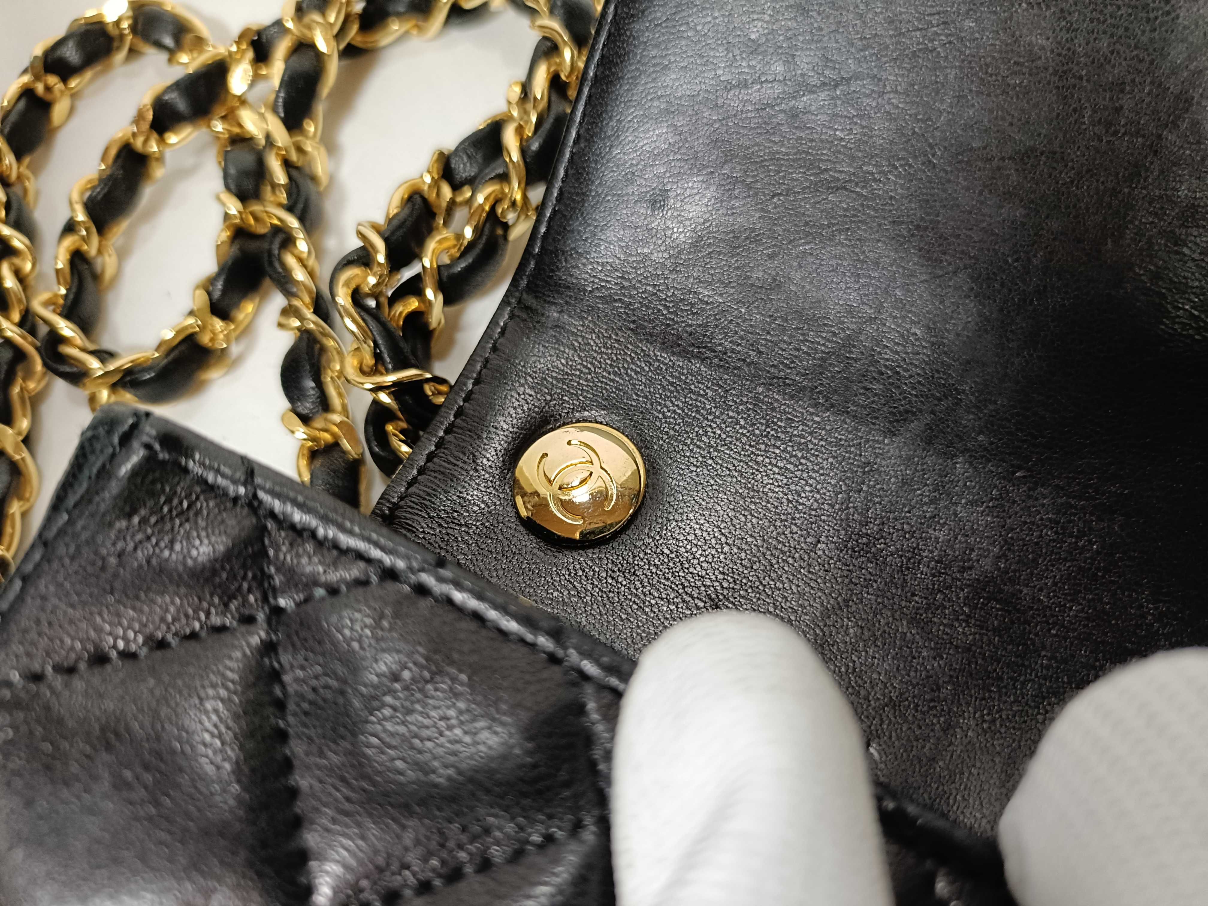 Lambskin Mini Matelassé Chain Black Shoulder Bag — view 12