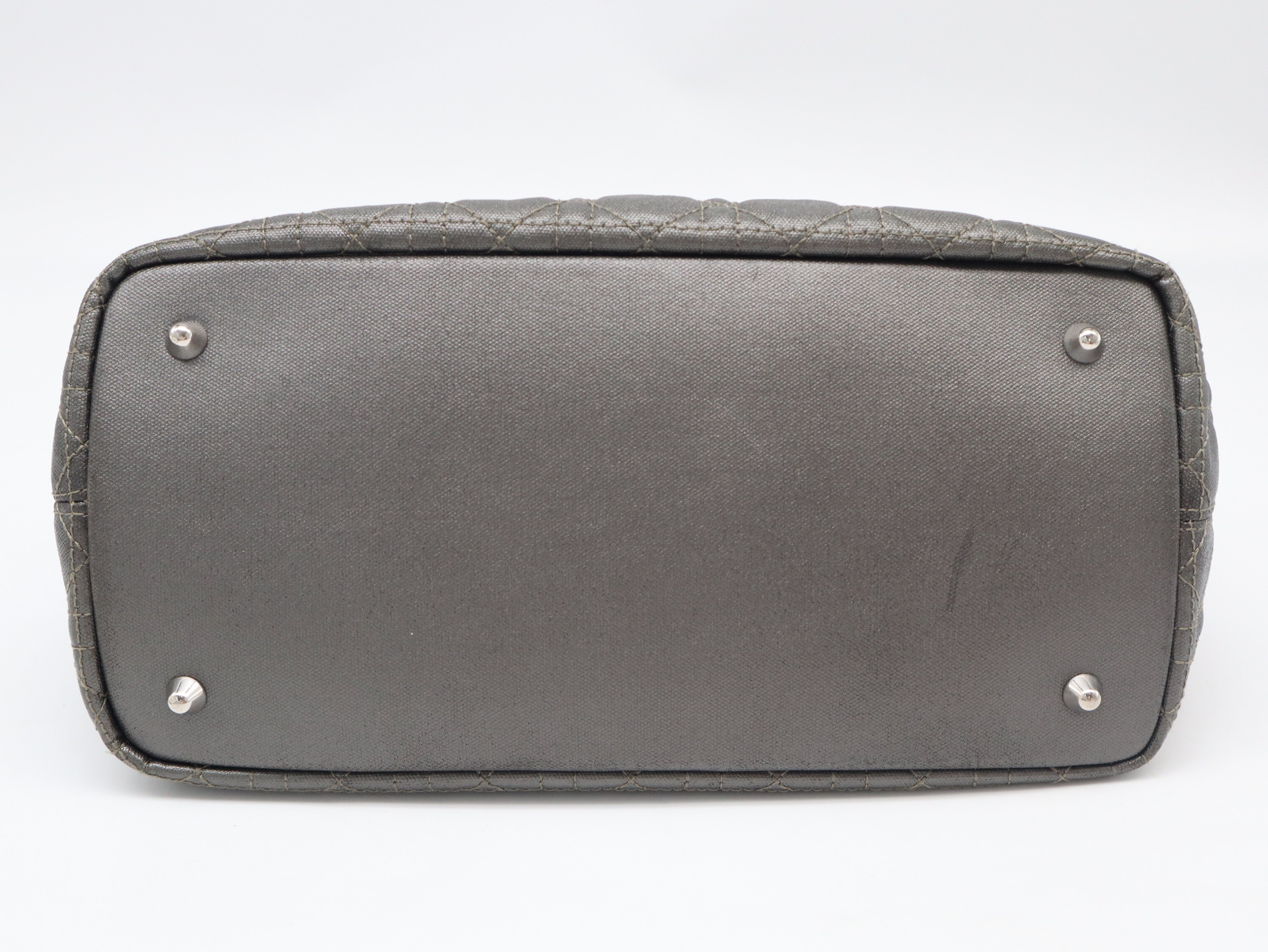 Cannage Panarea Leather Metallic Grey Tote Bag — view 5