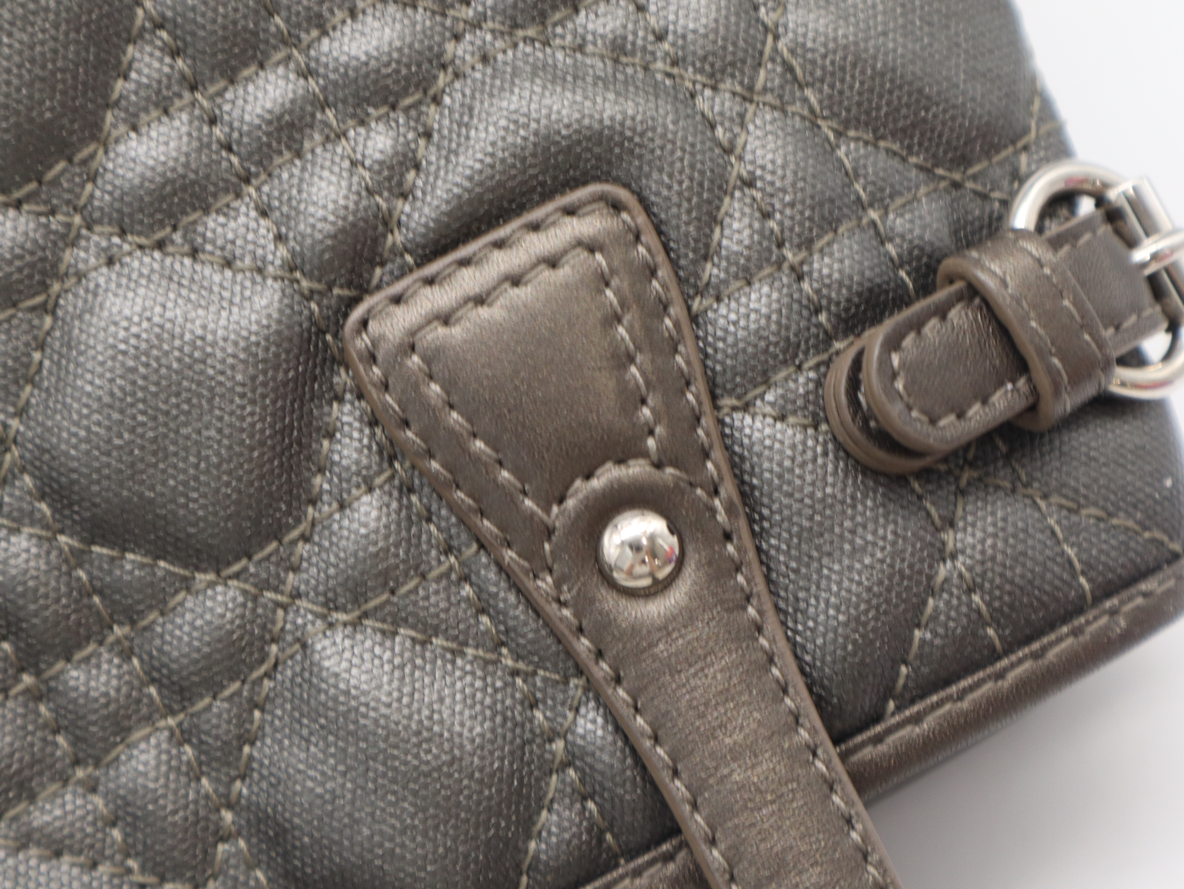 Cannage Panarea Leather Metallic Grey Tote Bag — view 7
