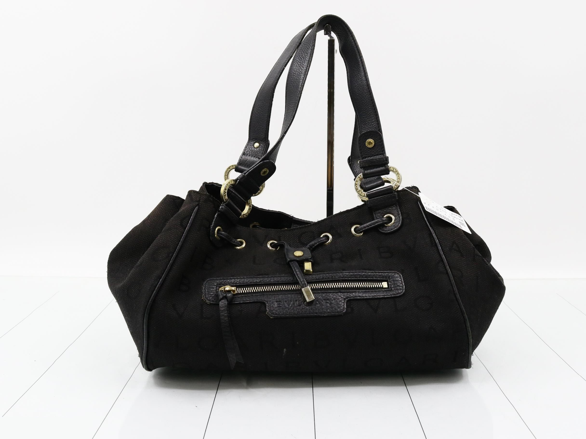 Canvas x leather tote bag