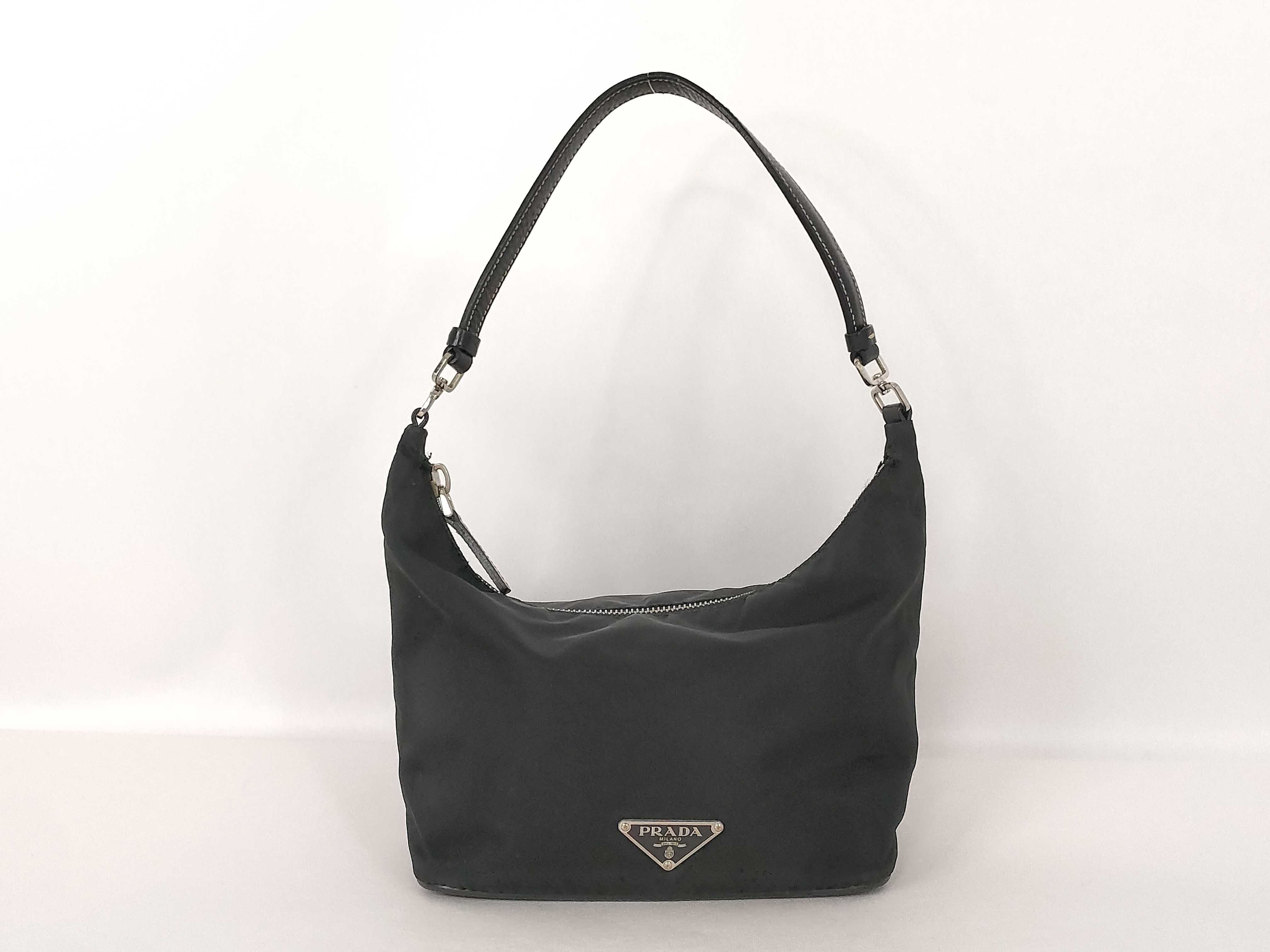 Nylon Prada Nylon Handbag Pouch Triangle Logo Black Handbag