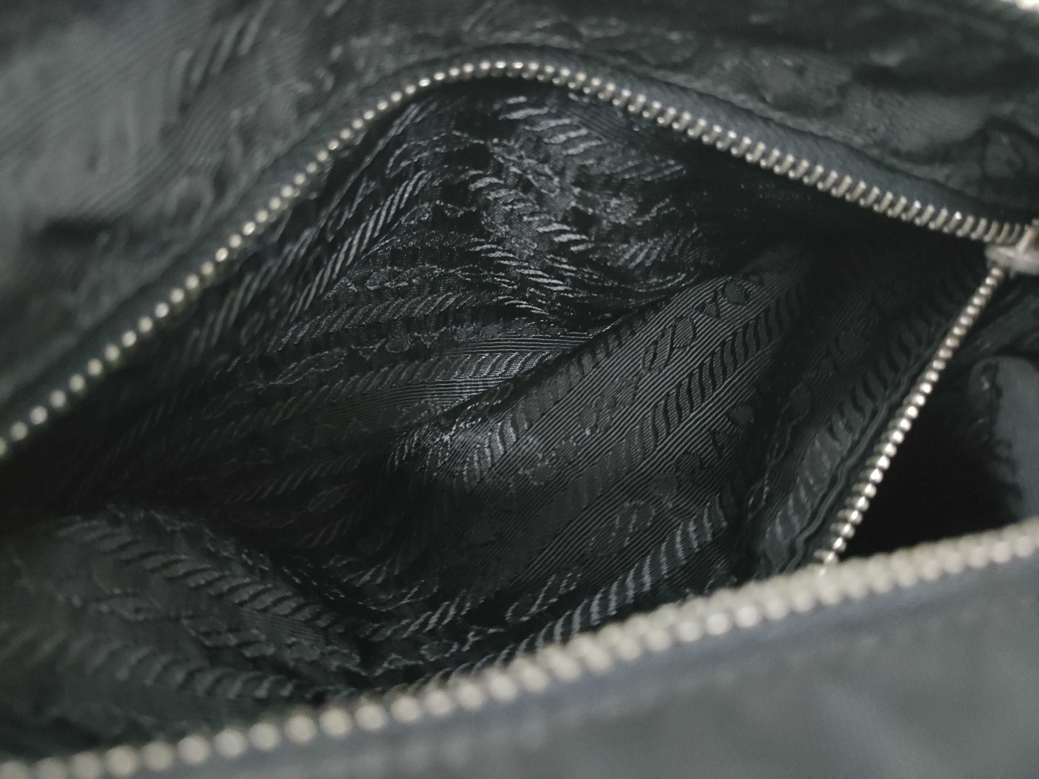 Nylon Prada Nylon Handbag Pouch Triangle Logo Black Handbag — view 12