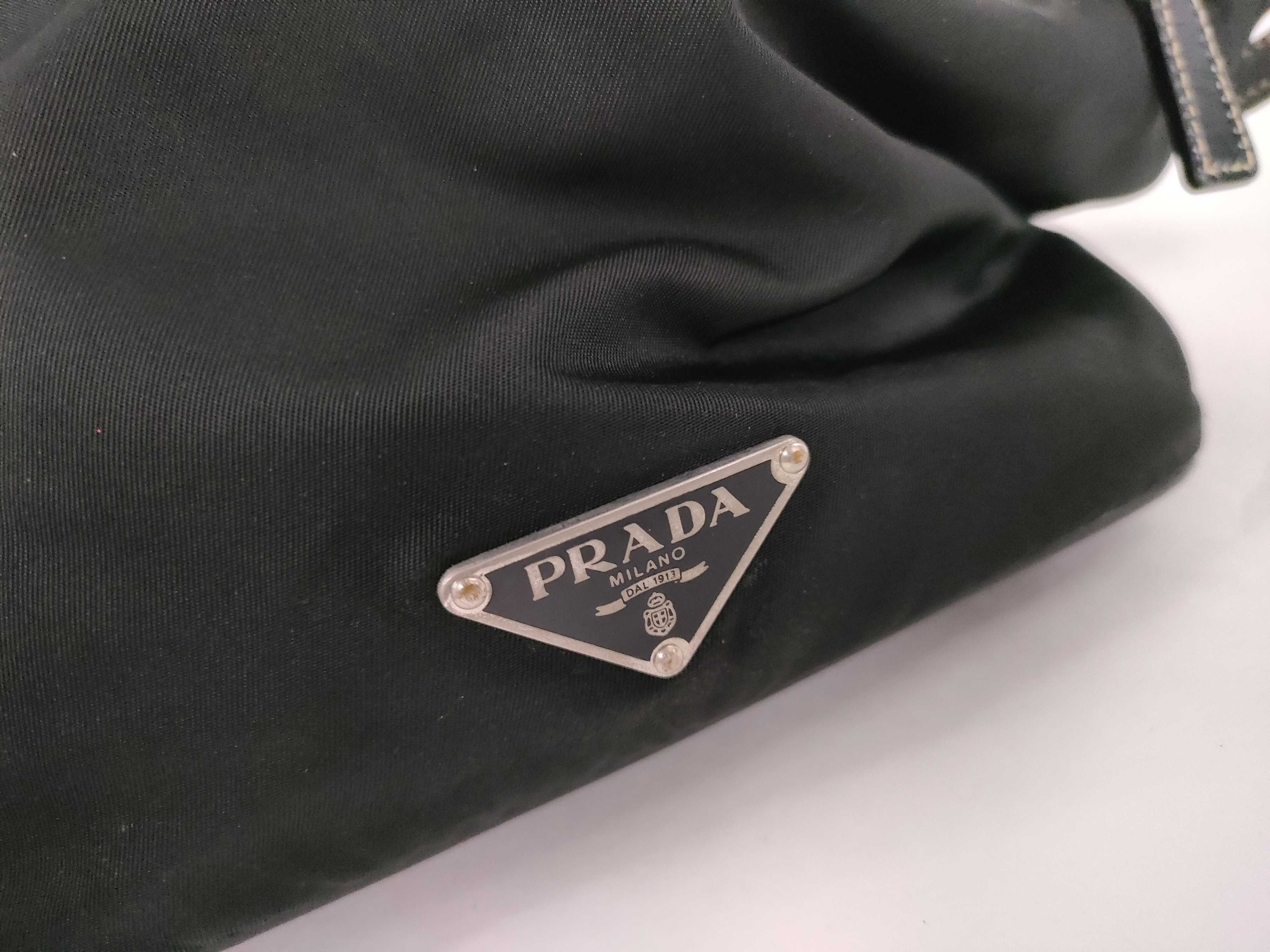 Nylon Prada Nylon Handbag Pouch Triangle Logo Black Handbag — view 14