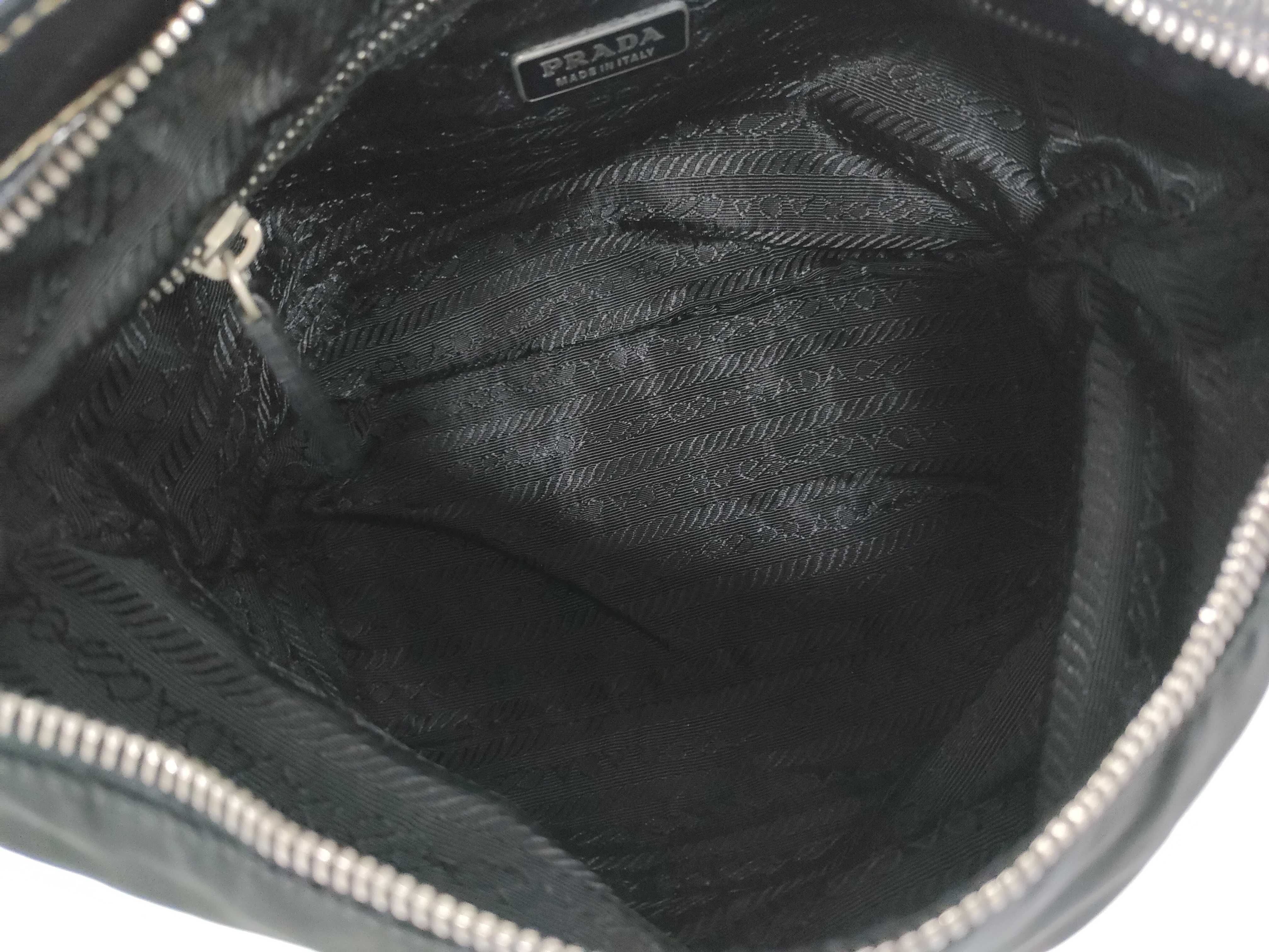 Nylon Prada Nylon Handbag Pouch Triangle Logo Black Handbag — view 9