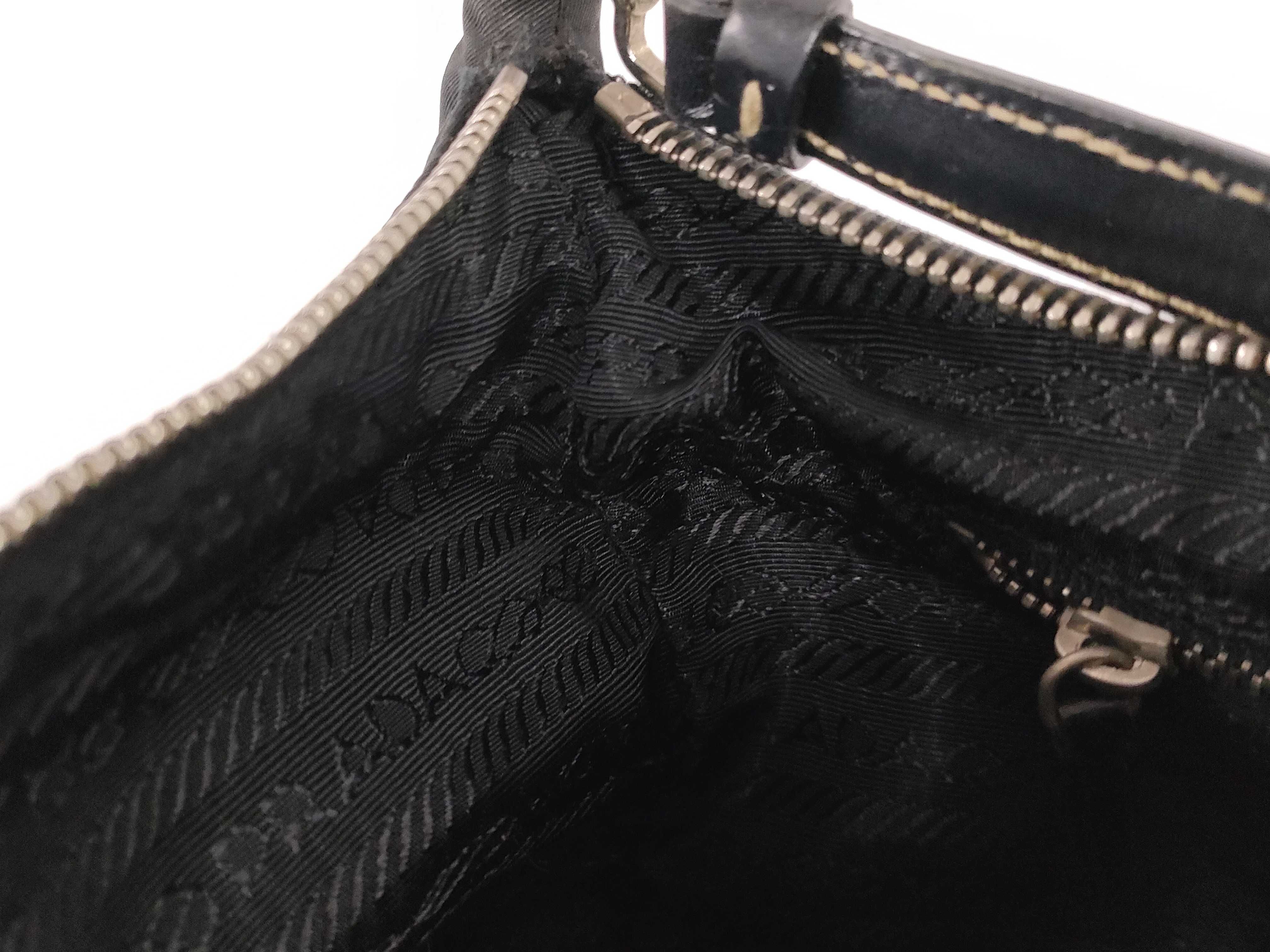 Nylon Prada Nylon Handbag Pouch Triangle Logo Black Handbag — view 10