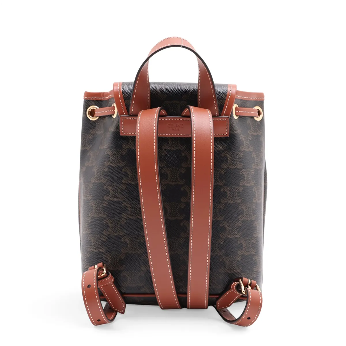 Triomphe Mini Folco PVC x Leather Backpack/Rucksack Brown — view 2