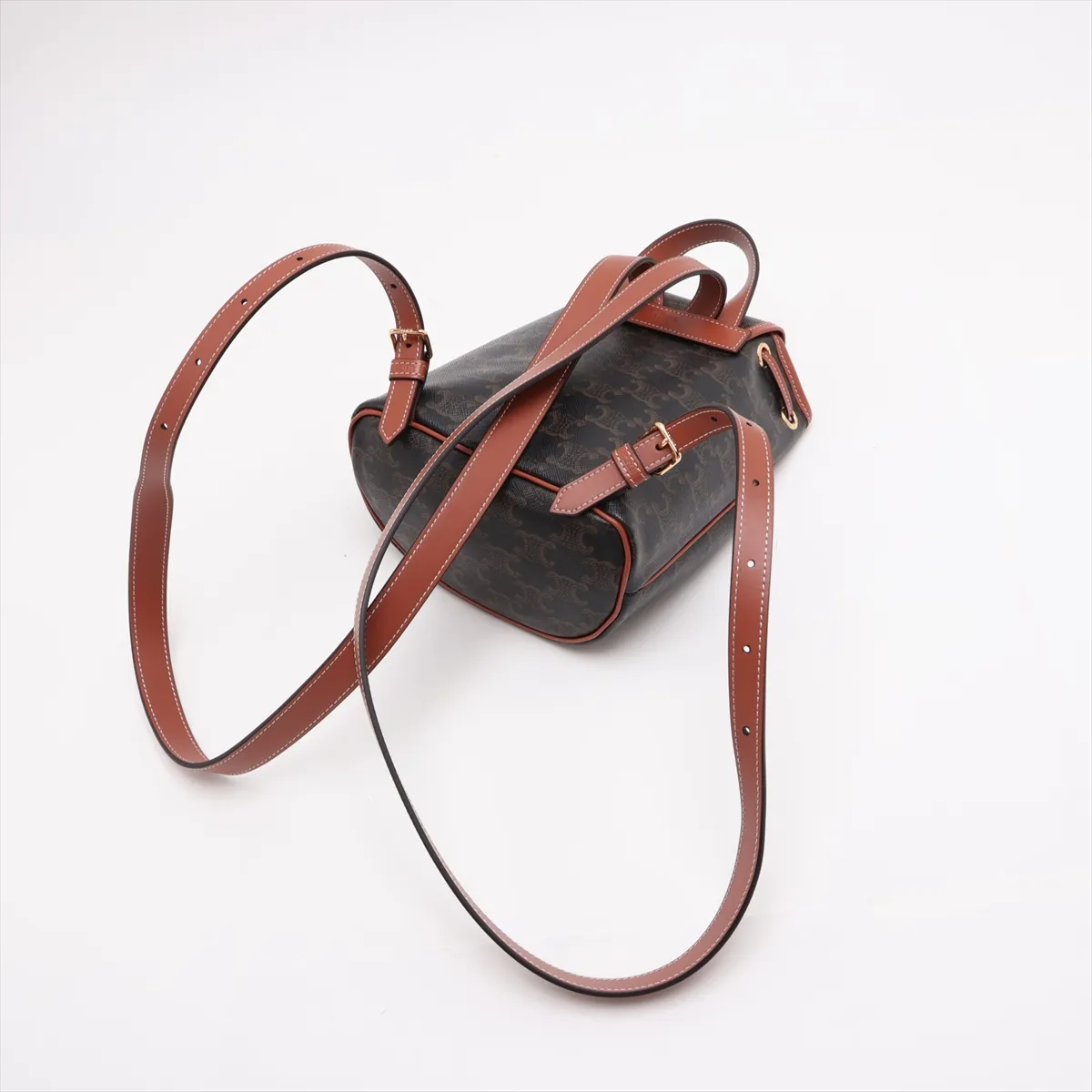 Triomphe Mini Folco PVC x Leather Backpack/Rucksack Brown — view 5