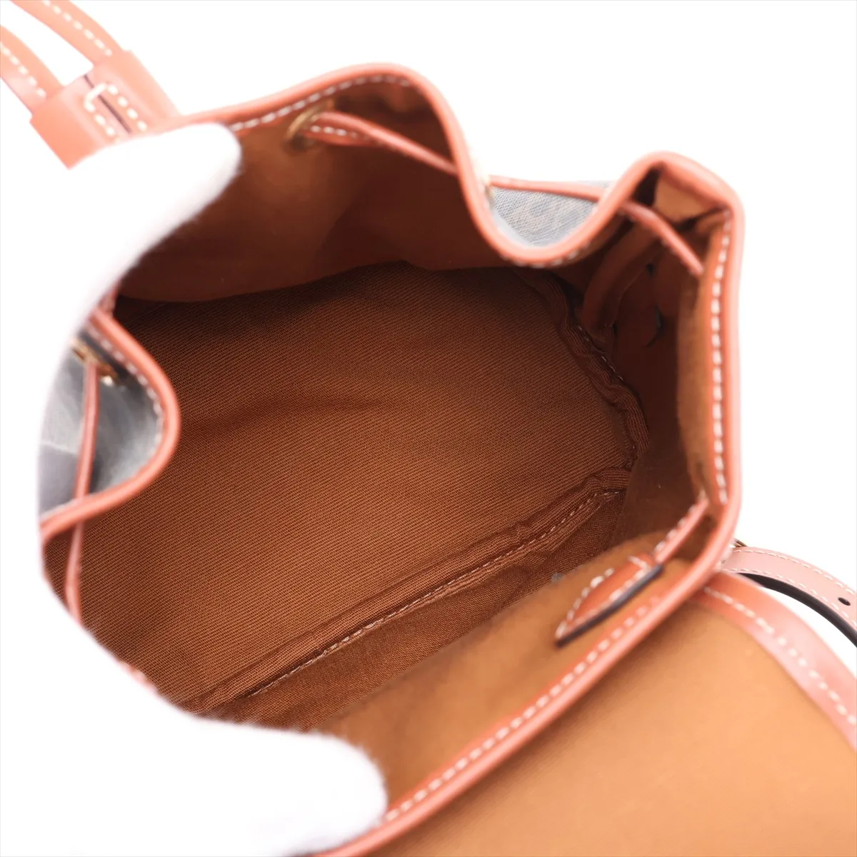 Triomphe Mini Folco PVC x Leather Backpack/Rucksack Brown — view 7