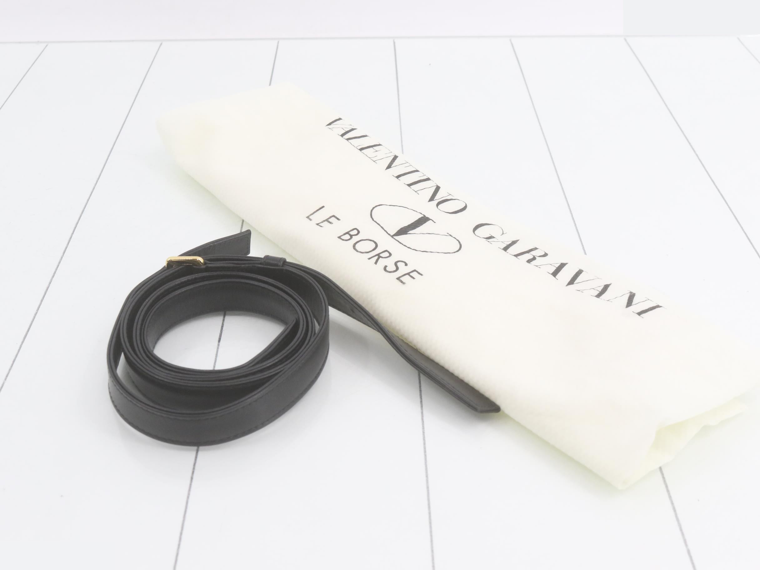 Other lines: 2-way bag with long strap, leather, black, Garavani — view 7