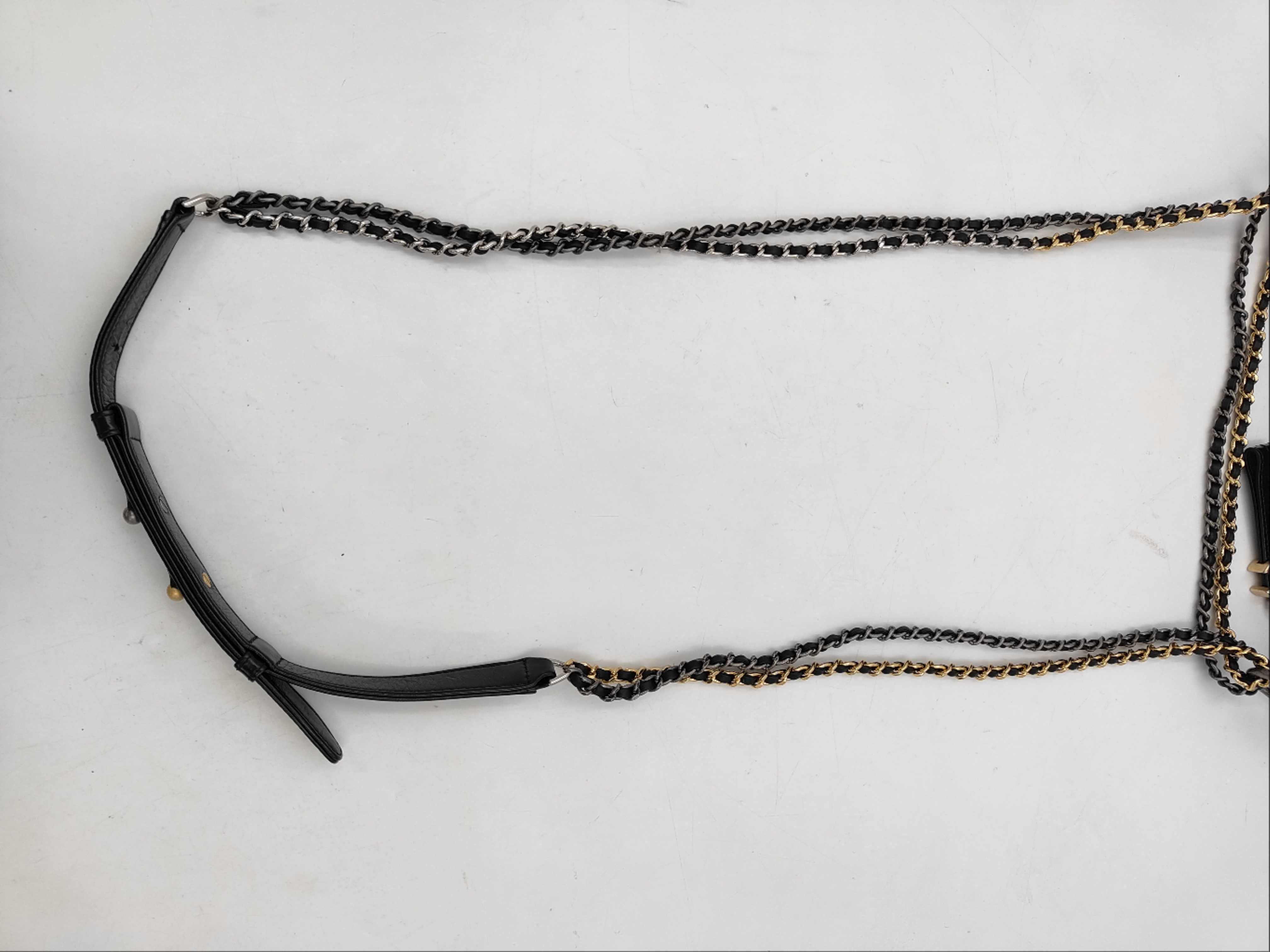 Gabrielle de Chanel Leather Chain Shoulder Bag, Navy/Black, with Guarantee Card and Serial Number Seal, 25371992. — view 9