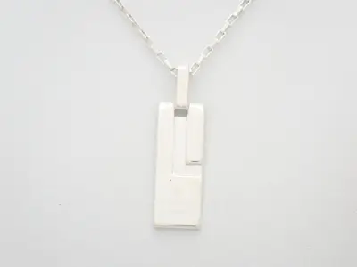 G logo necklace, 925 sterling silver, 17.1g, neck circumference approximately 50cm