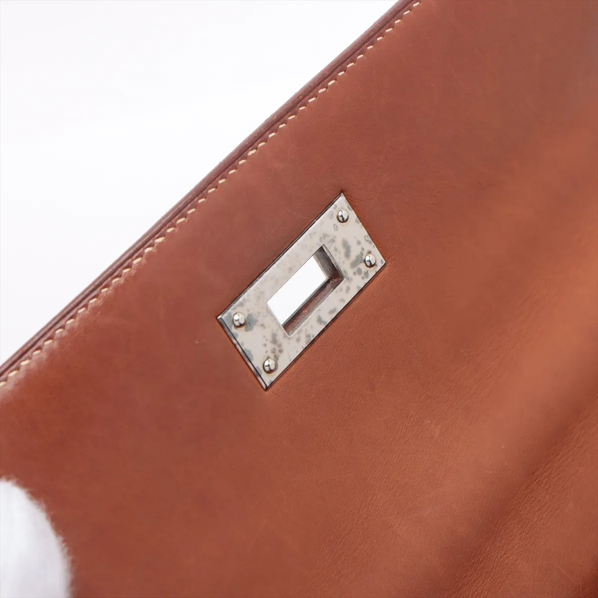 [Individually packaged] Hermes Kelly Ad GM Toile H x Veau Barenia Ecru x Fauve Silver hardware E: 2001 — view 12