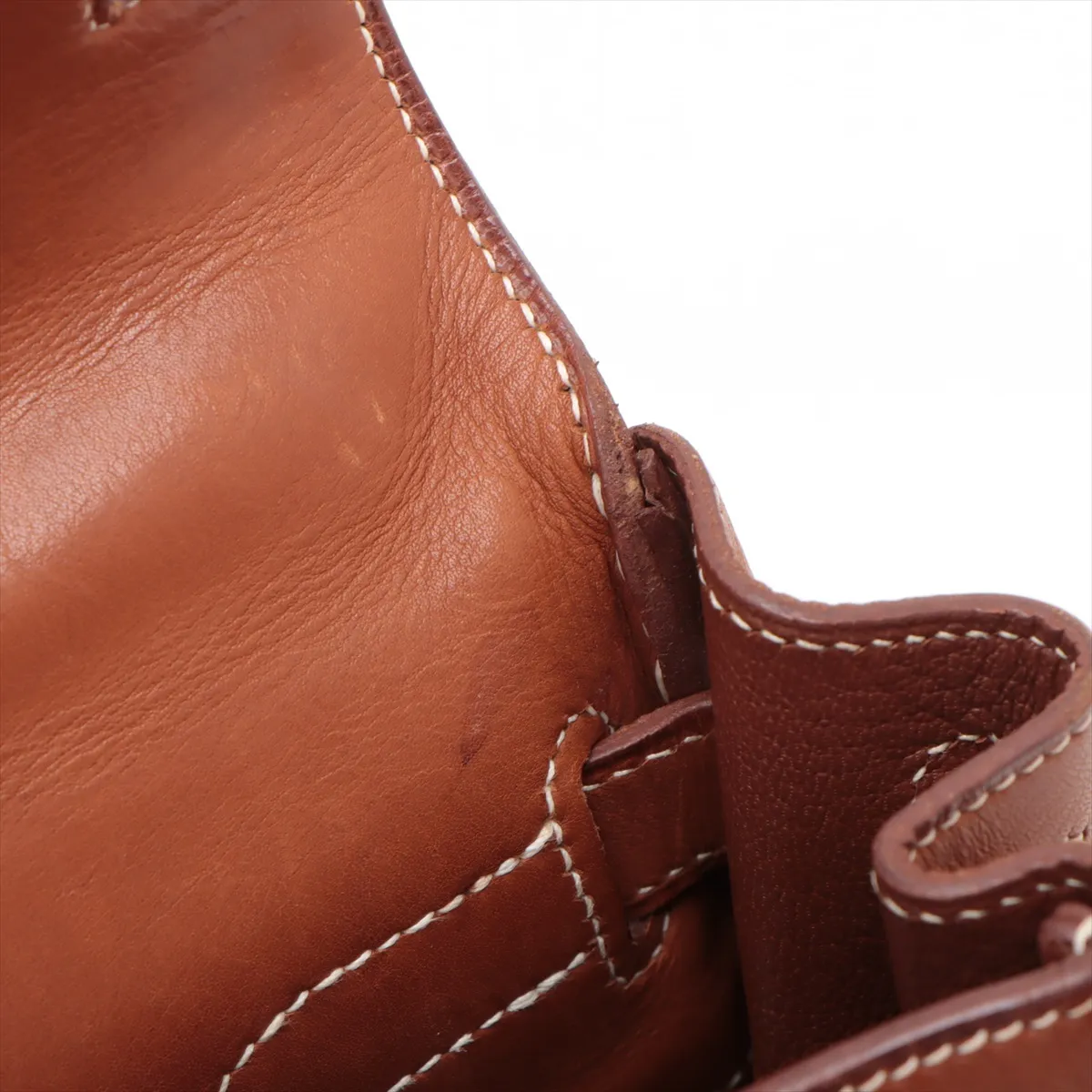 [Individually packaged] Hermes Kelly Ad GM Toile H x Veau Barenia Ecru x Fauve Silver hardware E: 2001 — view 13